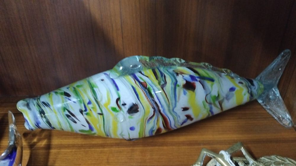Lot 333 – A Murano Style Multicoloured Glass Fish Sculpture