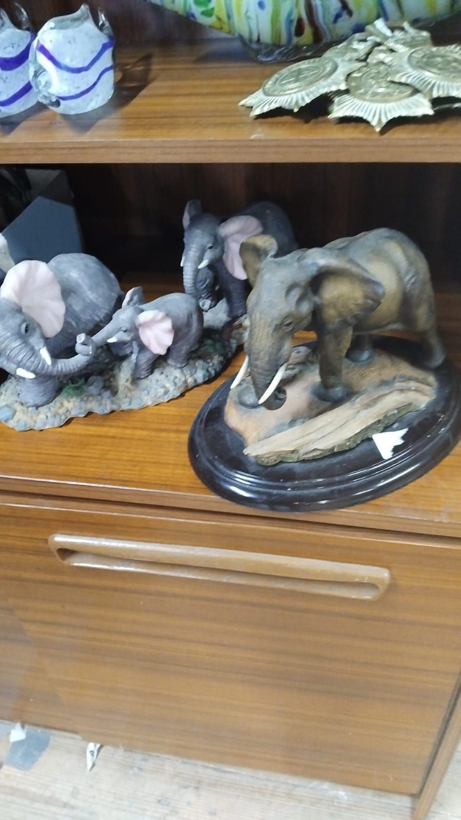Lot 335 – Two Decorative Cast Resin Elephant Sculptures