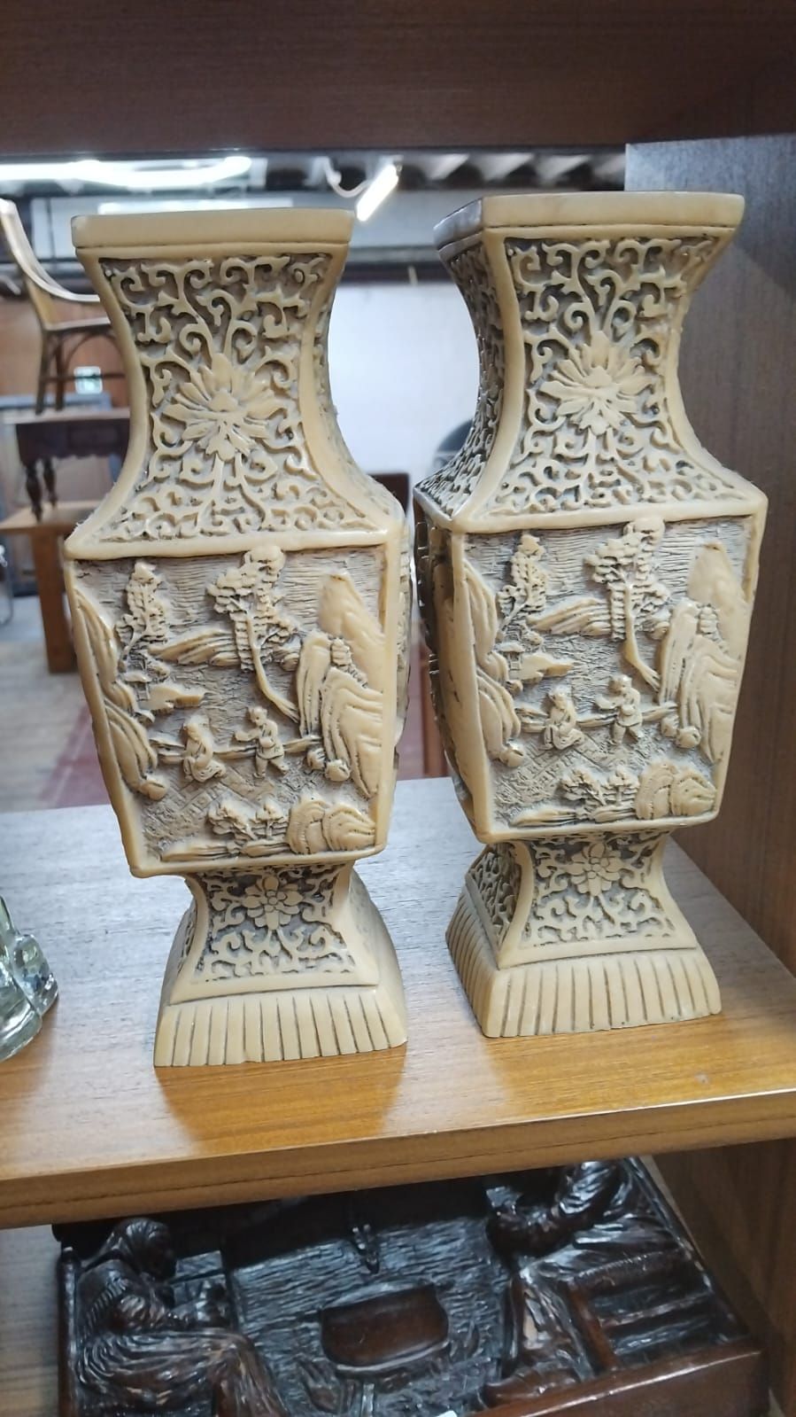 Lot 344 – A Pair of Chinese-style Moulded Resin Baluster Vases