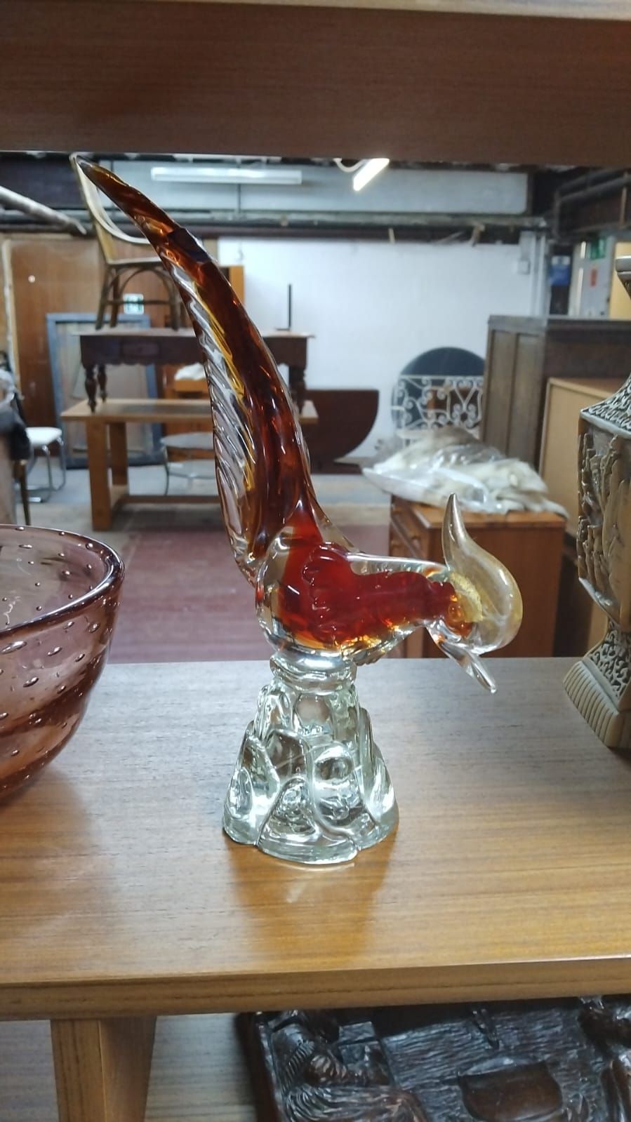 Lot 346 – Mid-Century Modern Murano Style Sommerso Art Glass Pheasant Figurine