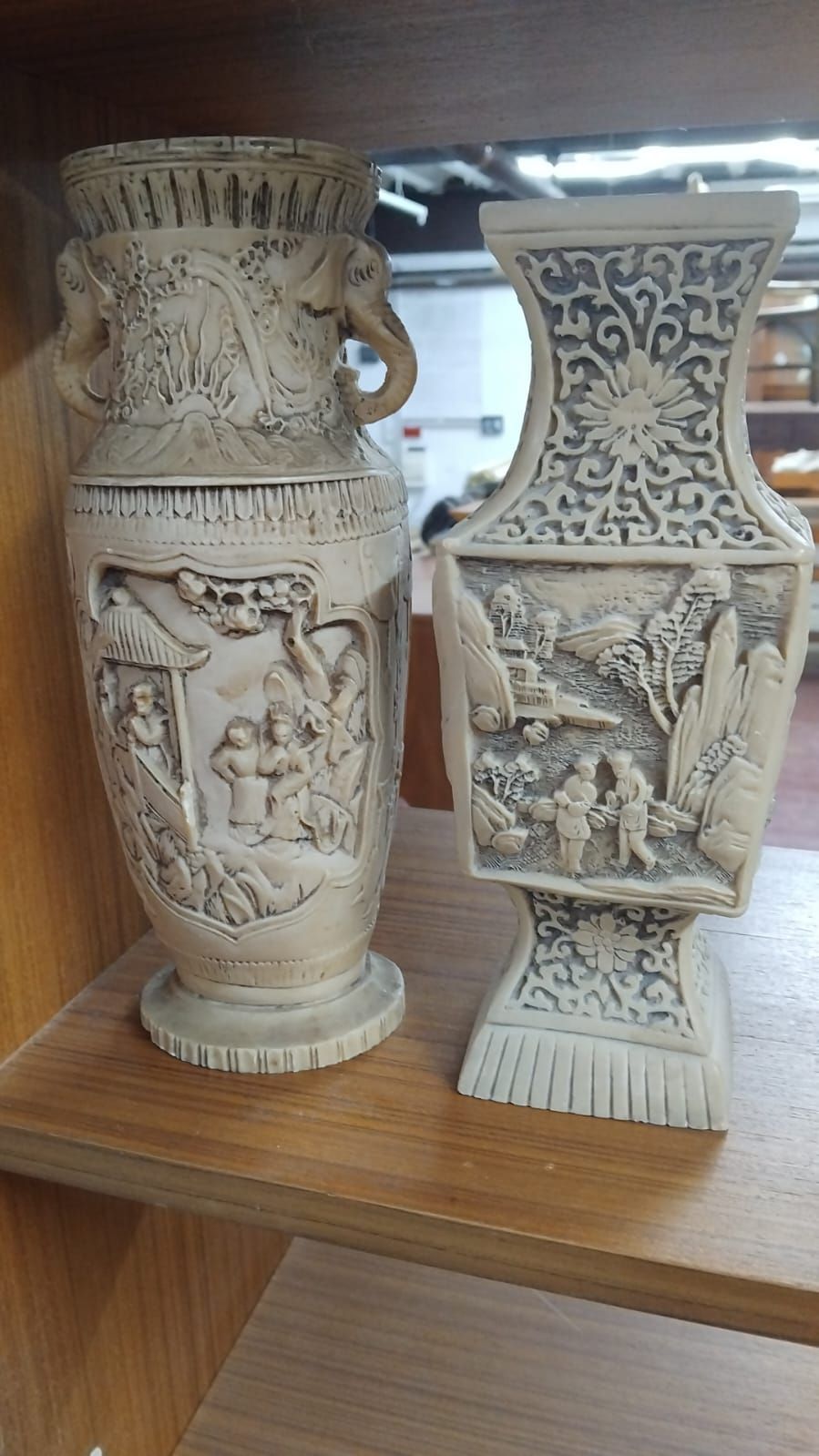 Lot 348 – Two Chinese Style Molded Resin Vases