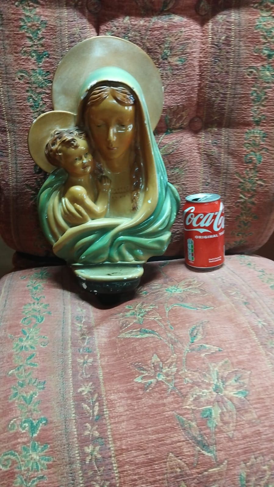 Lot 358 – A Mid-Century Glazed High-Relief Wall Plaque of the Madonna and Child