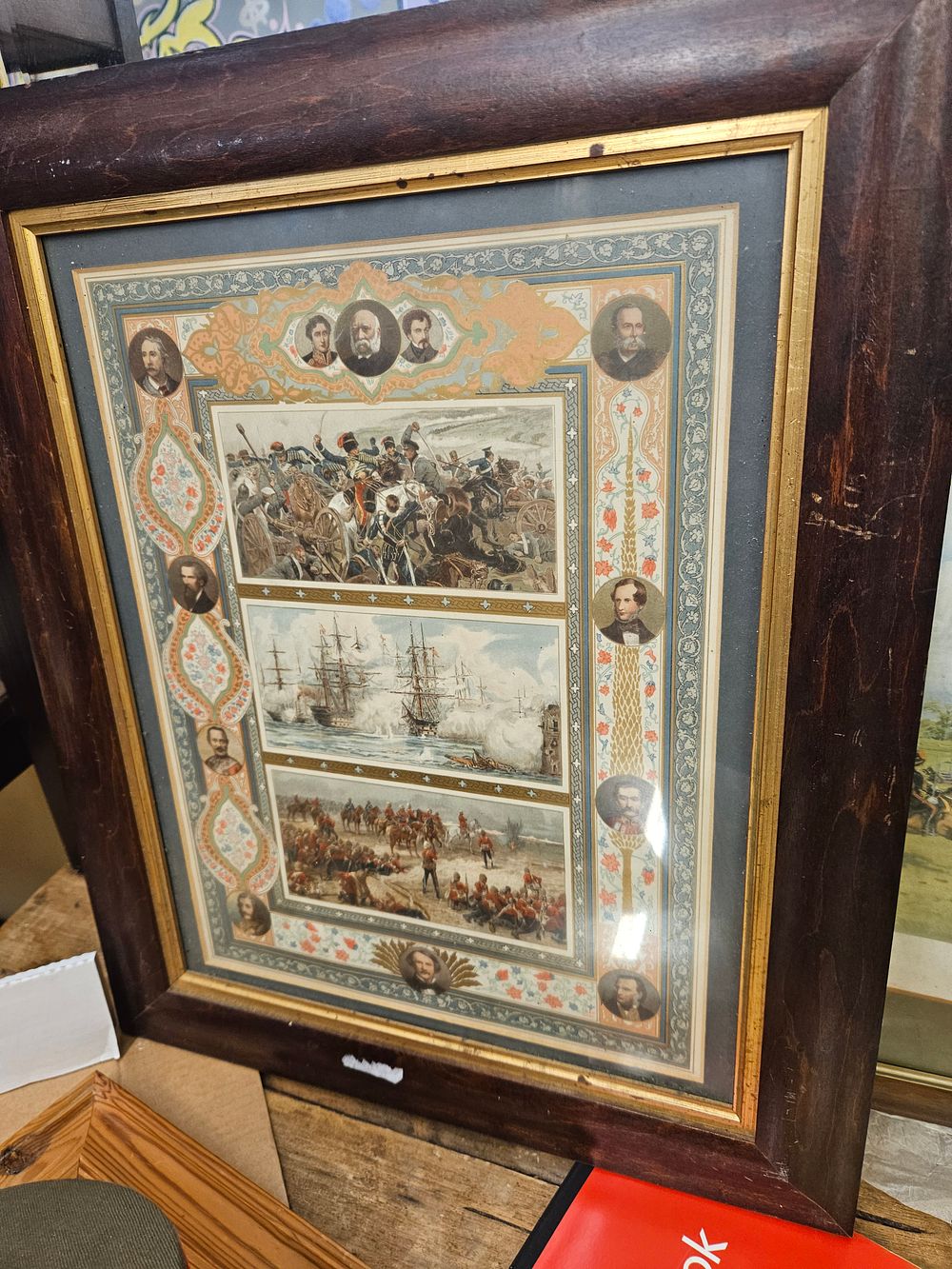 Lot 389 – Late Victorian Framed Chromolithograph Commemorative Military and Naval Print
