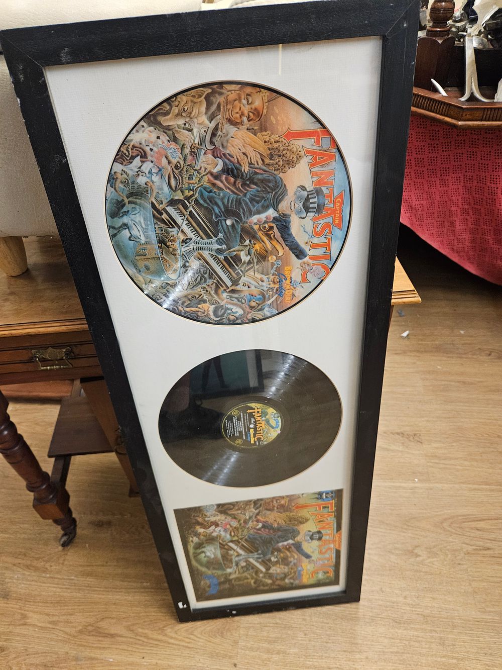 Lot 393 – Elton John Captain Fantastic and the Brown Dirt Cowboy Framed Vinyl and Picture Disc Display
