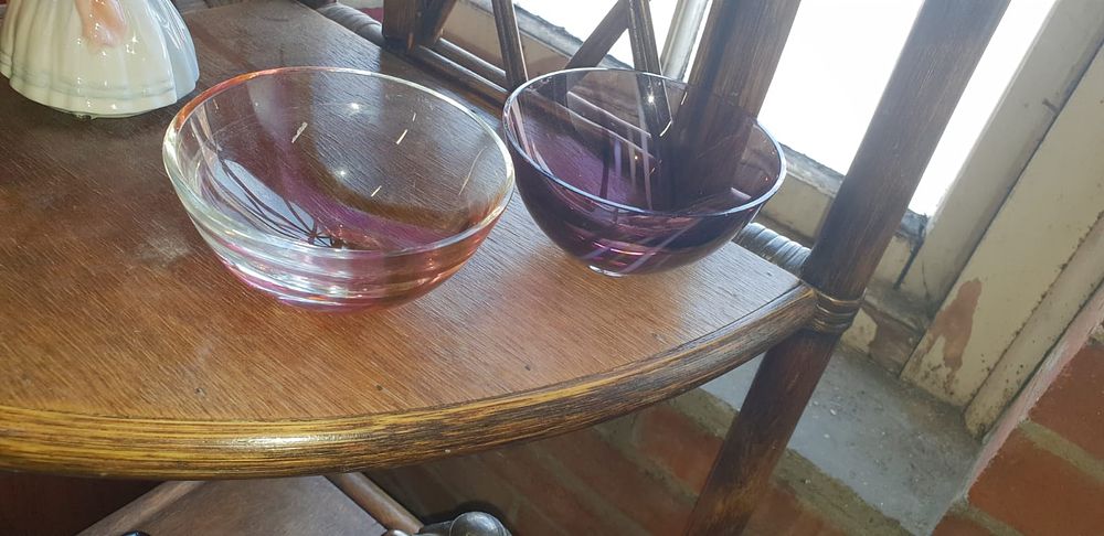 Lot 408 – A Pair of Mid-20th Century Amethyst and Ribbed Glass Bowls