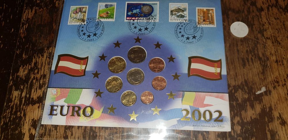 Lot 502 – AT 2002 Euro Coin and Stamp Commemorative Set by Benham