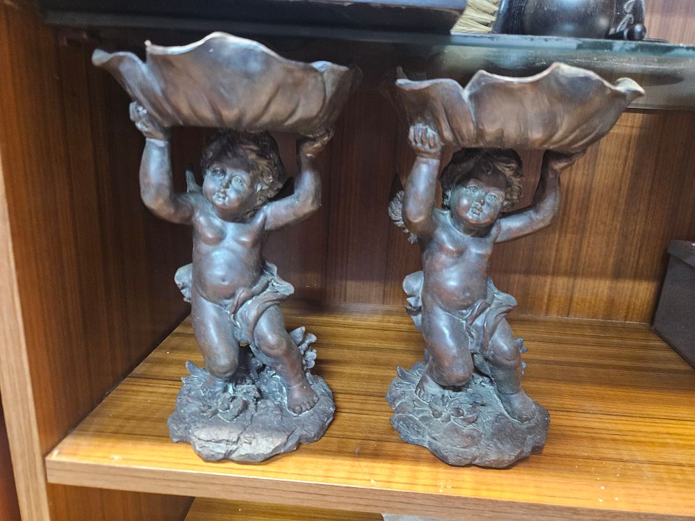Lot 246 – A Pair of Late 19th Century Style Bronze-Patinated Figural Tazzas of Cherubs