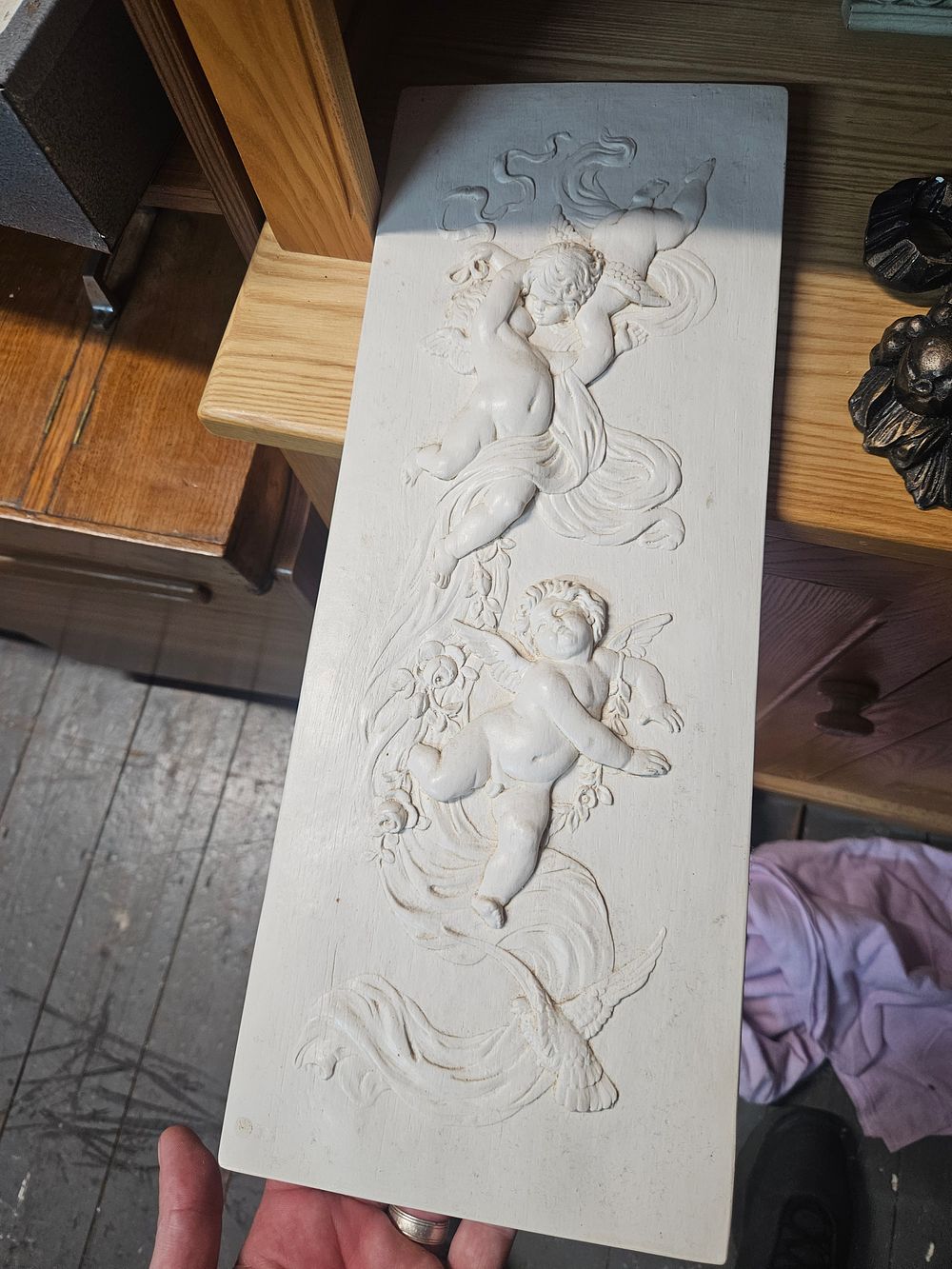 Lot 260 – Neoclassical Style Cast Plaster Relief Plaque Featuring Putti