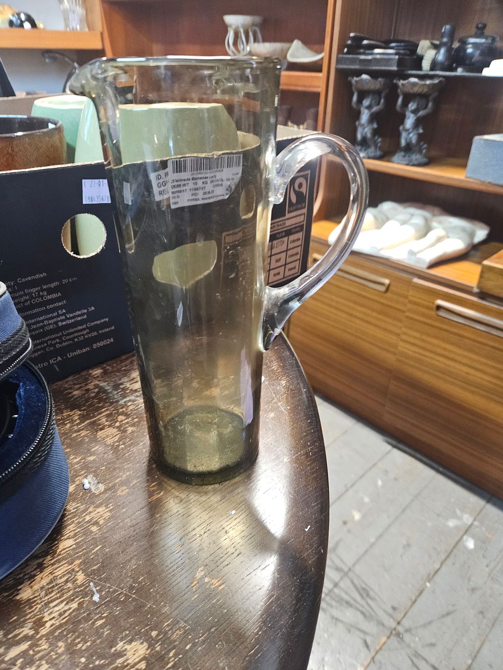 Lot 263 – Mid-Century Modern Smoky Grey Glass Martini Pitcher with Applied Handle