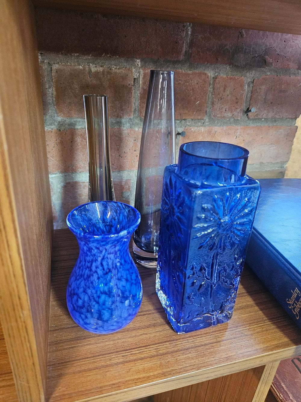Lot 272 – A Trio of Mid-Century Modern and Later Art Glass Vases in Blue and Smoke Tones