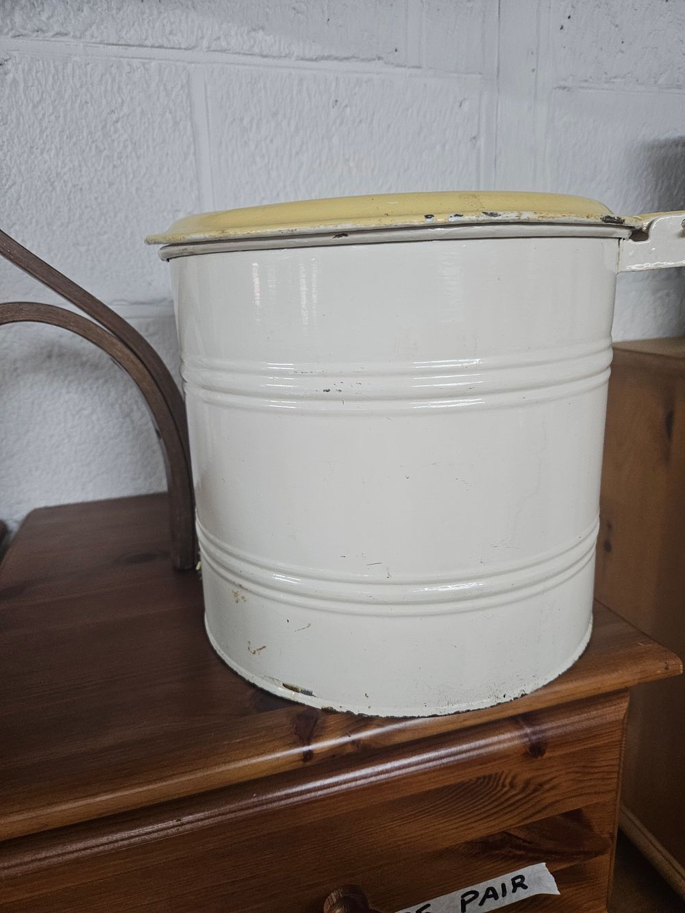 Lot 278 – Mid-20th-century enamelled metal storage bin with lid