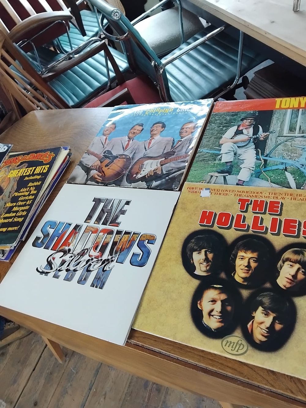 Lot 293 – A Collection of Vintage Vinyl LP Records Featuring The Hollies, The Shadows, and T. Rex