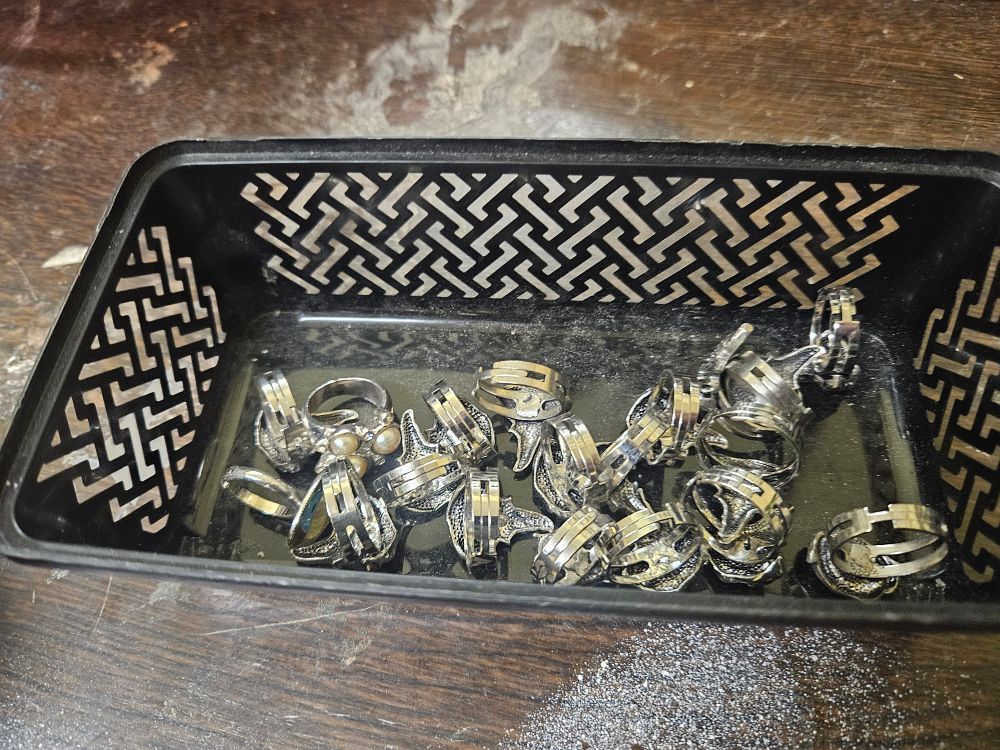 Lot 309 – A Collection of Approximately 15 Gothic Style Silver-Toned Costume Jewellery Rings