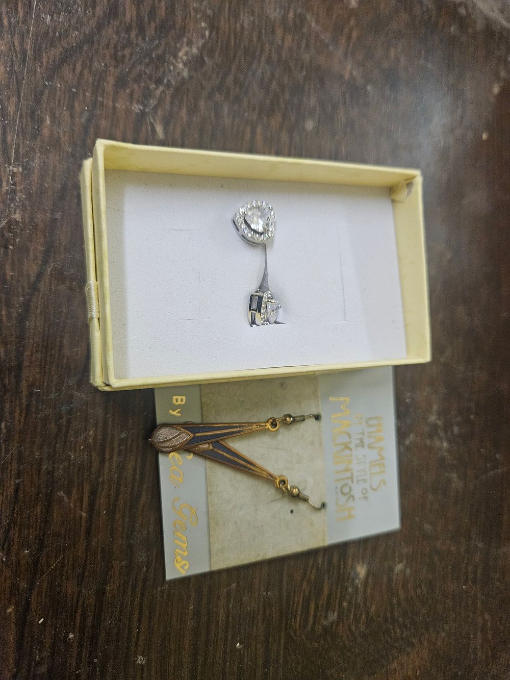 Lot 310 – Two Pairs of Costume Earrings including Heart-Shaped Studs and Mackintosh-Style Drops by Sea Gems