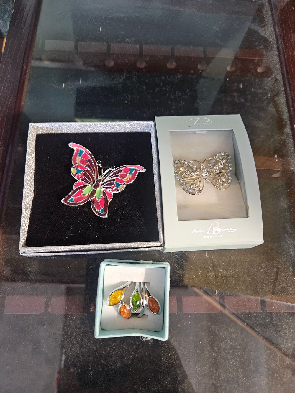 Lot 333 – A Trio of Costume Jewellery including an Anne Bentley Crystal Butterfly Brooch