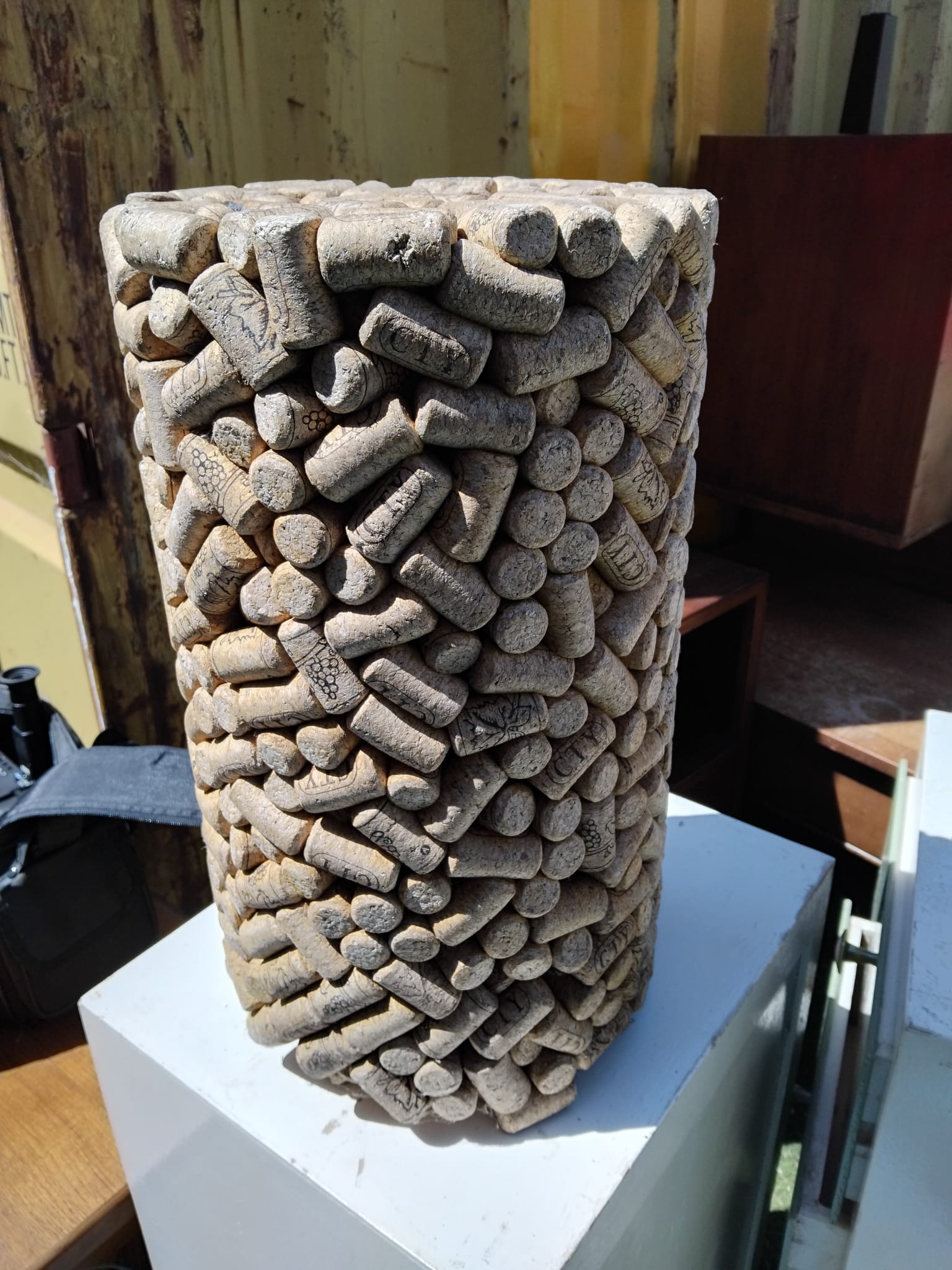 Large Contemporary Upcycled Wine Cork Decorative table