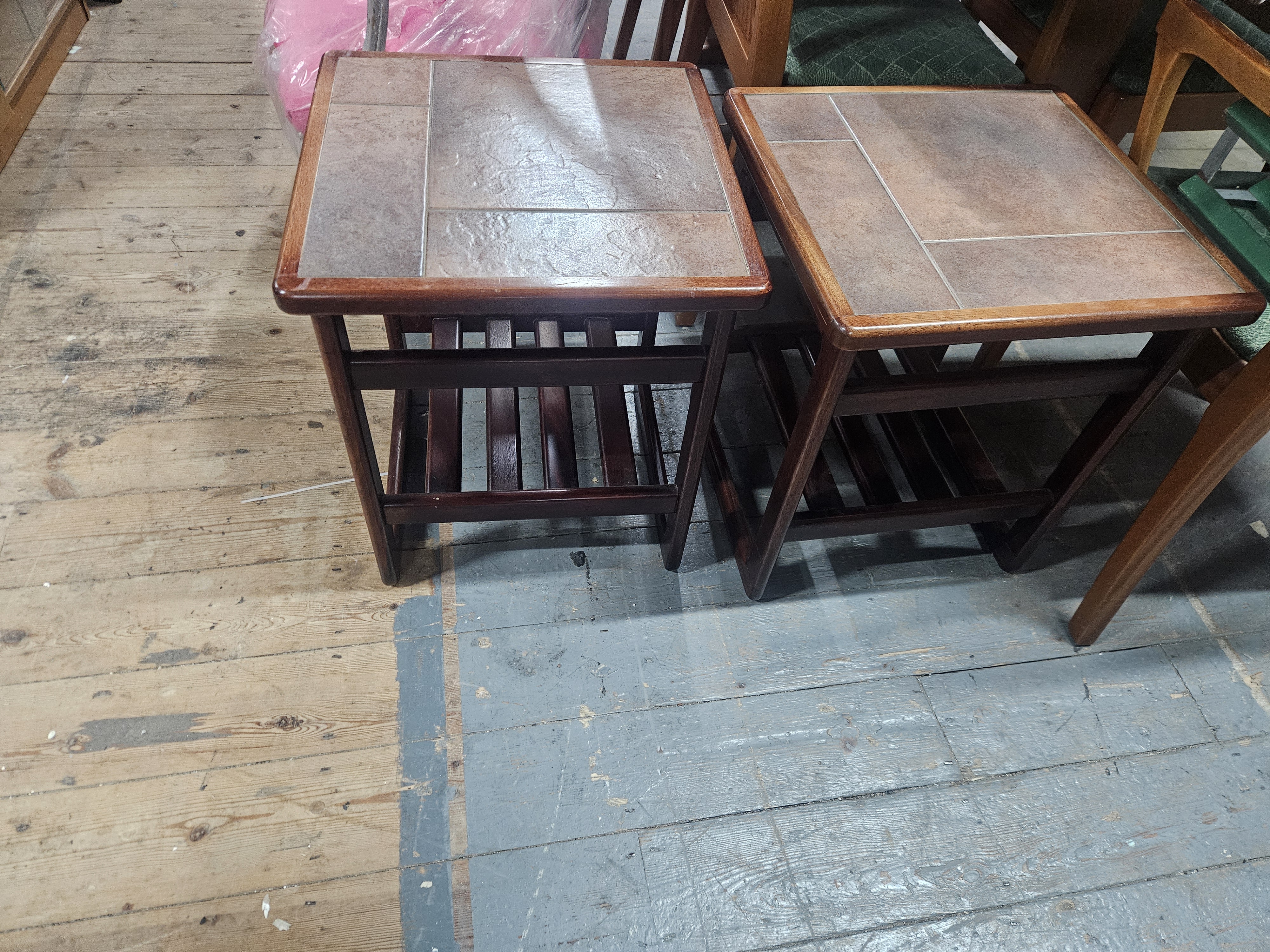 A Pair of G Plan Tiled Teak Side Tables