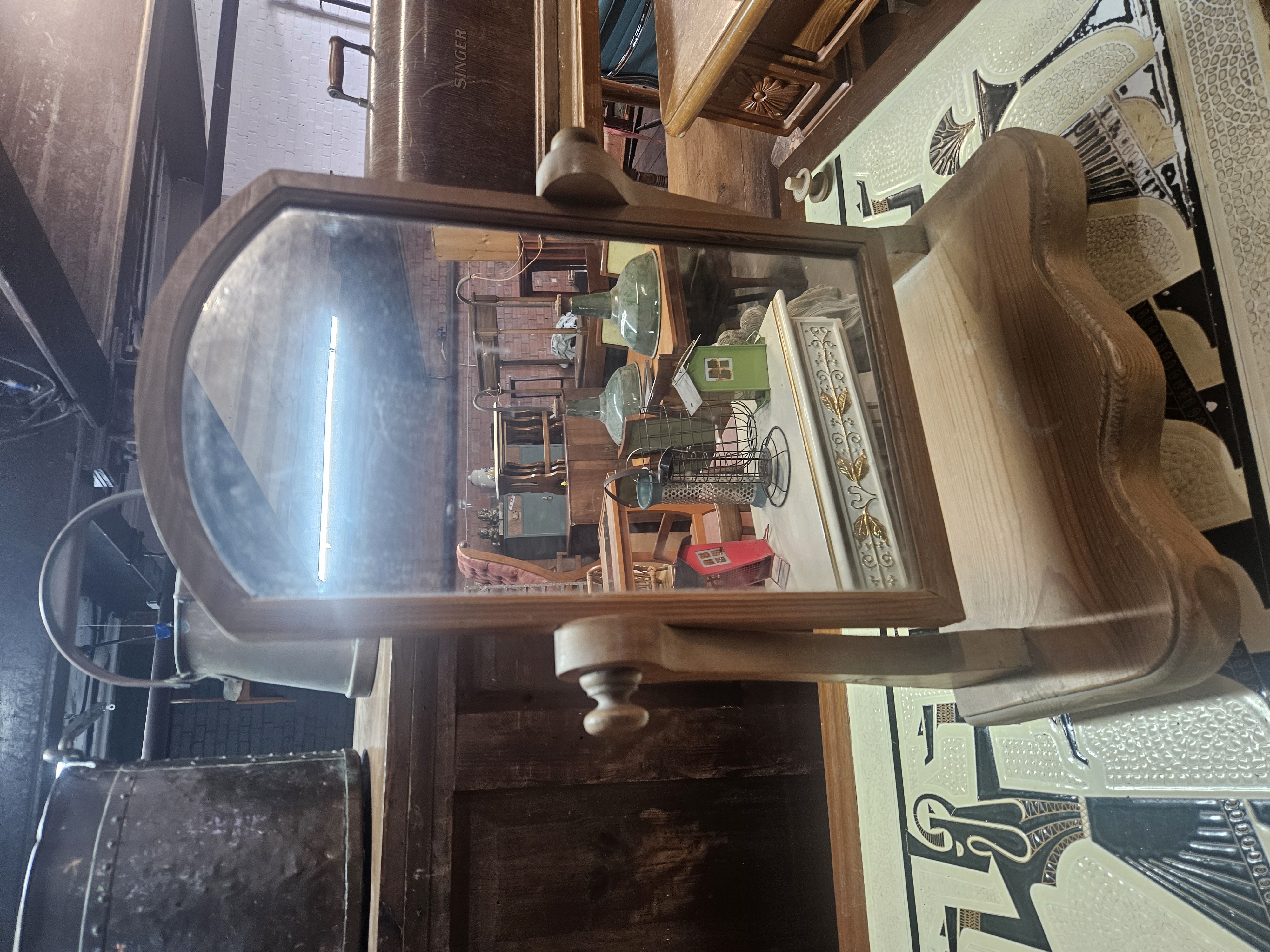 A Pine Arched Freestanding Swing Mirror