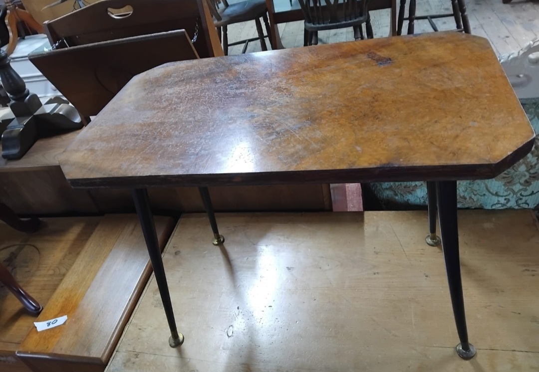 Mid-Century Modern Burr Wood Veneer Coffee Table with Tapered Legs