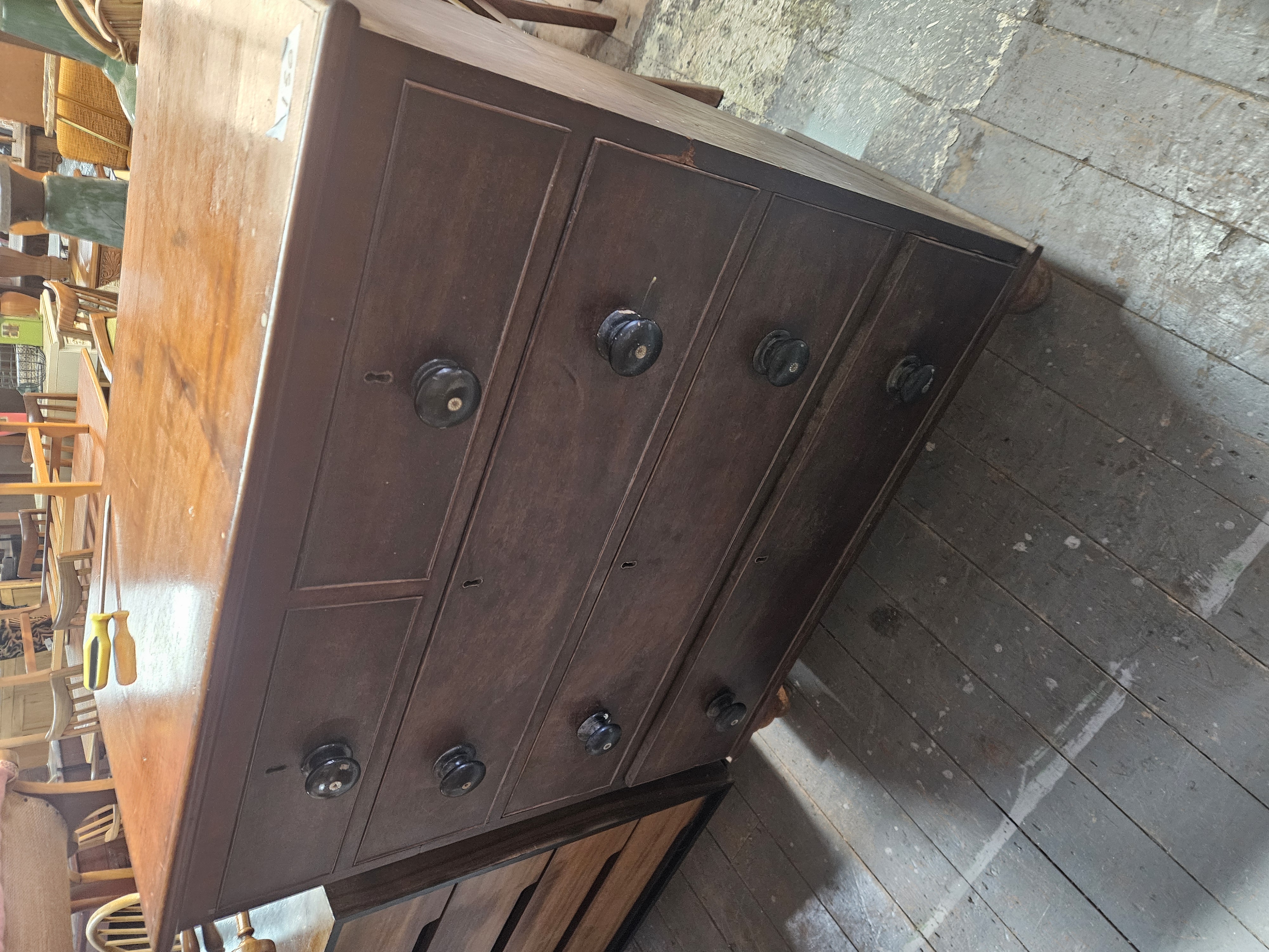 Victorian Stained Pine Two Over Three Chest of Drawers