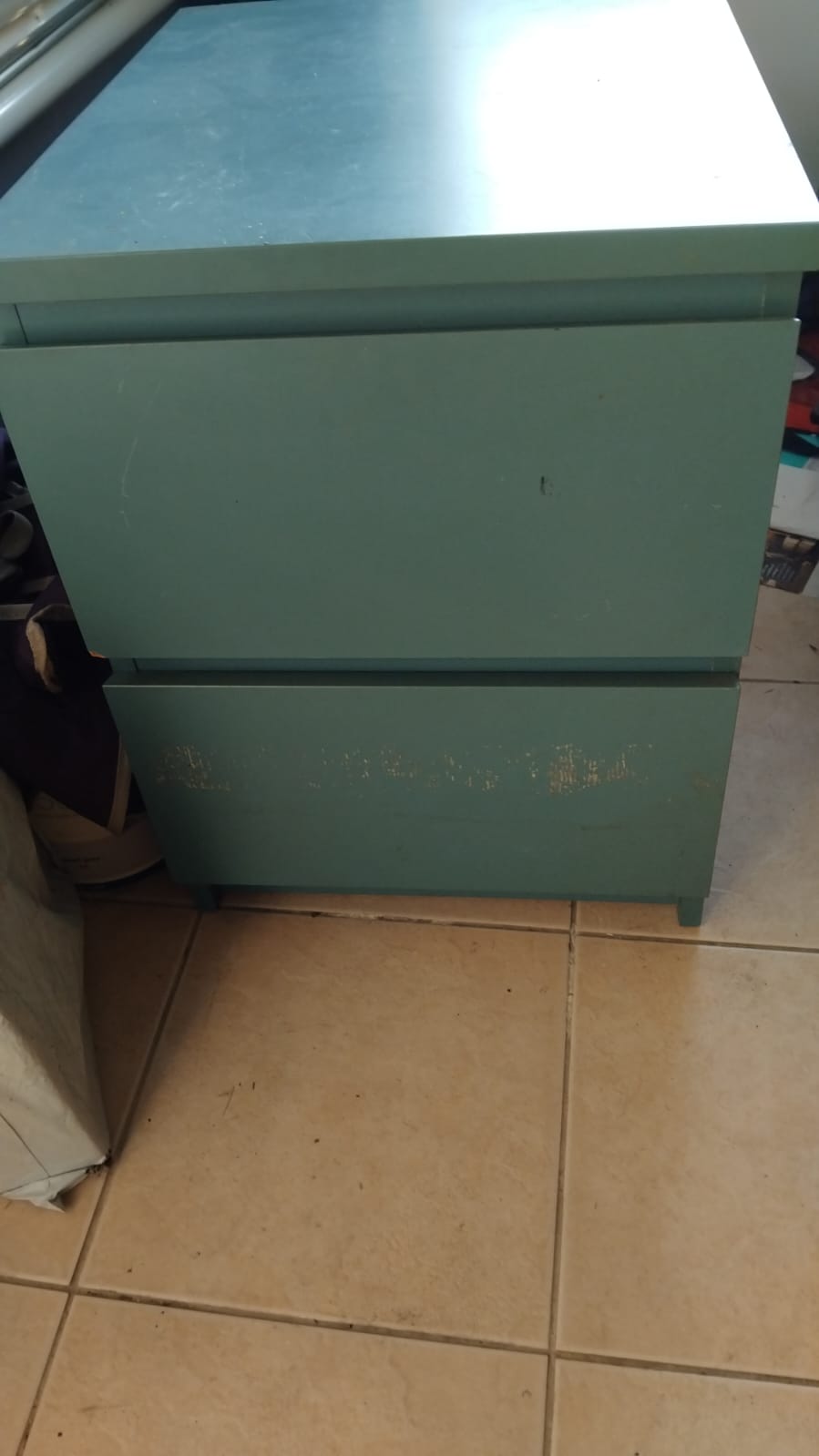 Modern Two-Drawer Bedside Chest in Seafoam Green