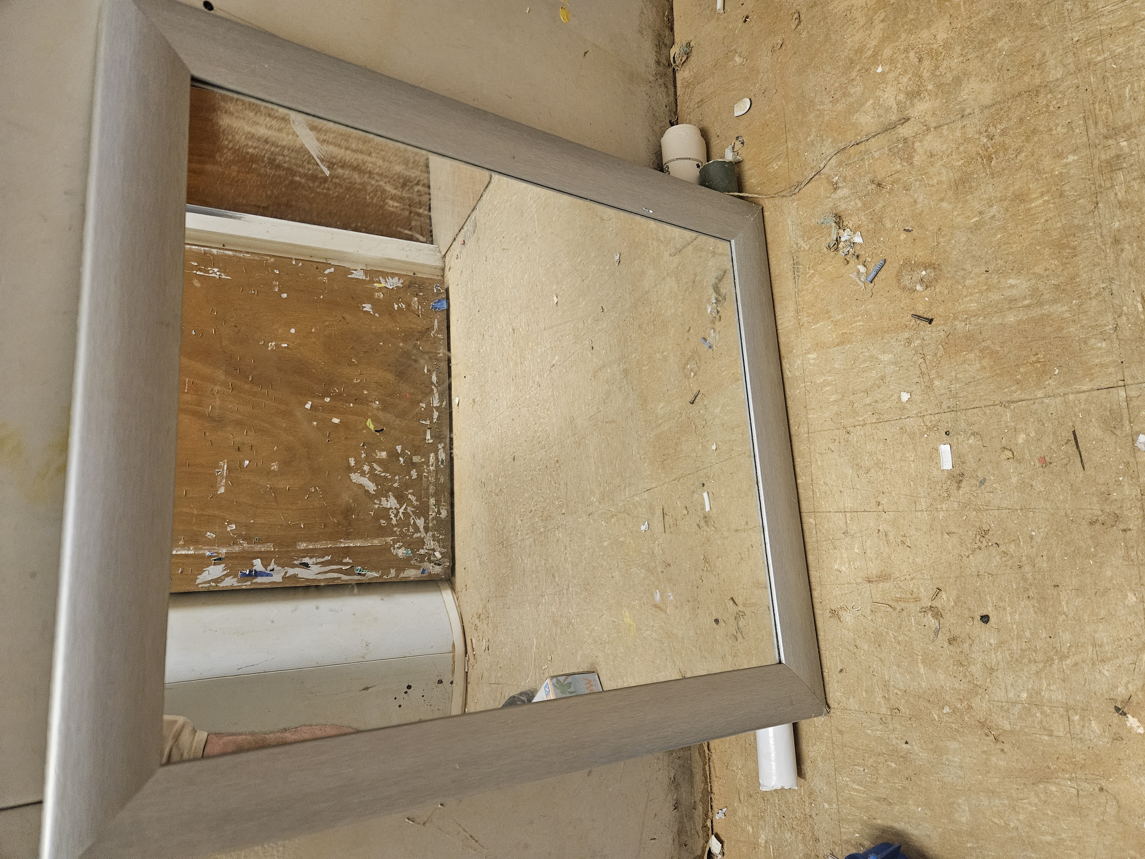 Contemporary Rectangular Wall Mirror with Grey Wood Effect Frame