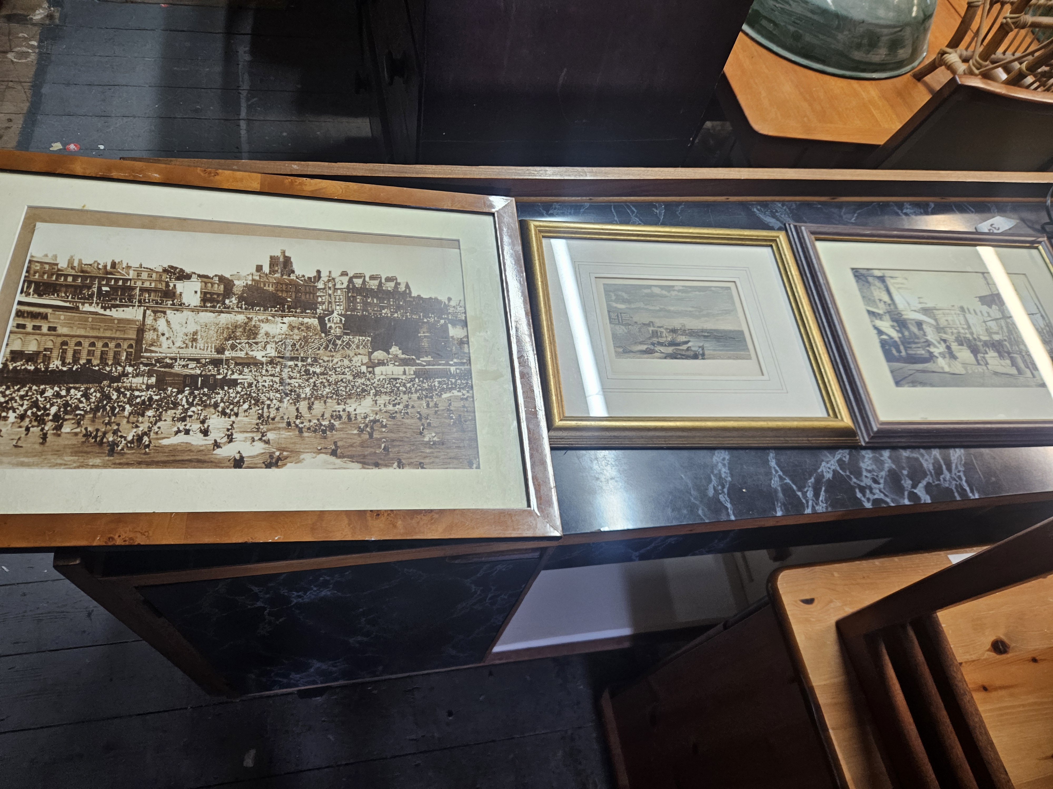 Three Framed Kentish Coastal Topographical Artworks relating to Margate, Broadstairs and Ramsgate