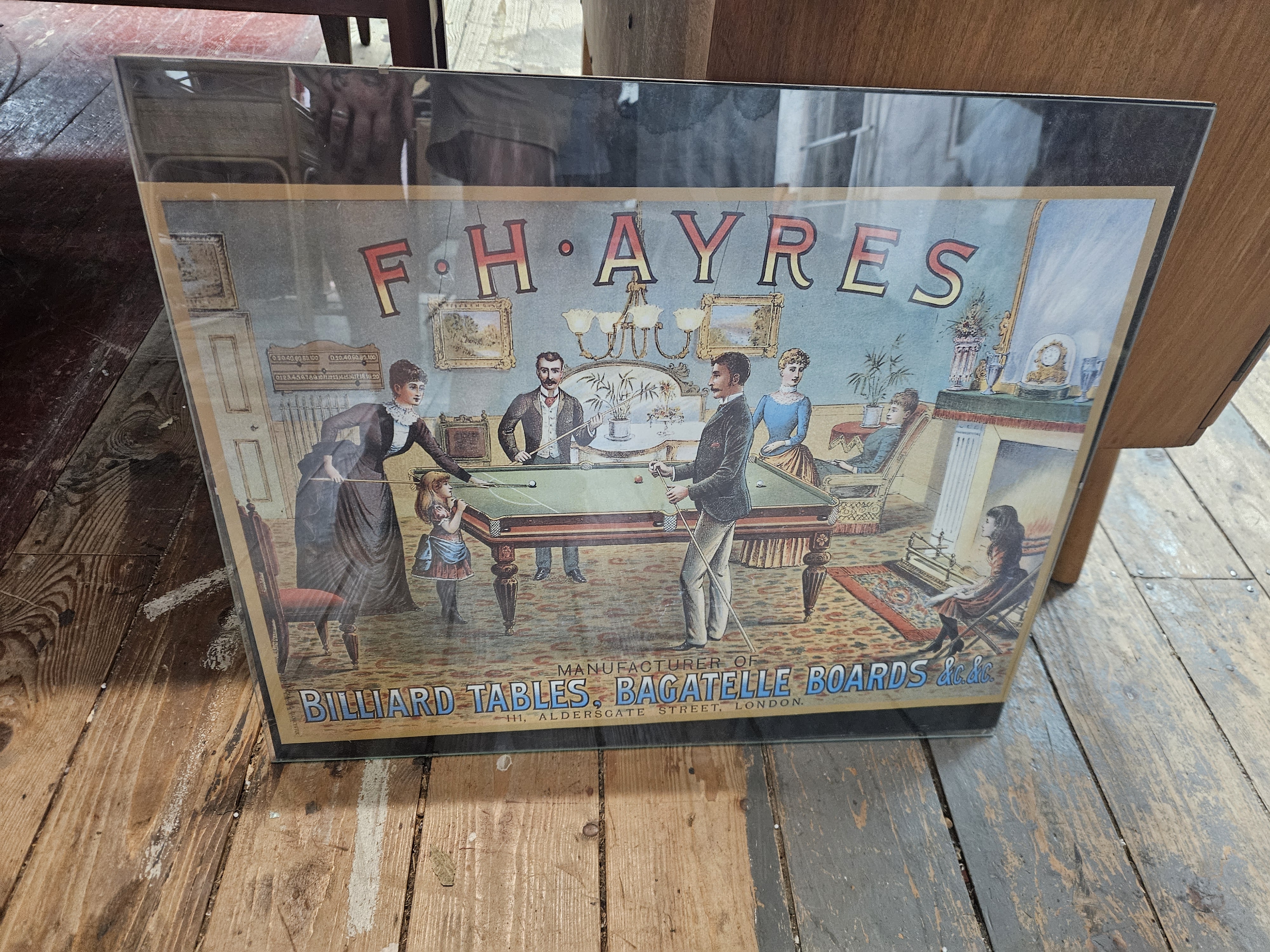 F.H. Ayres Billiard Tables Framed Advertising Print