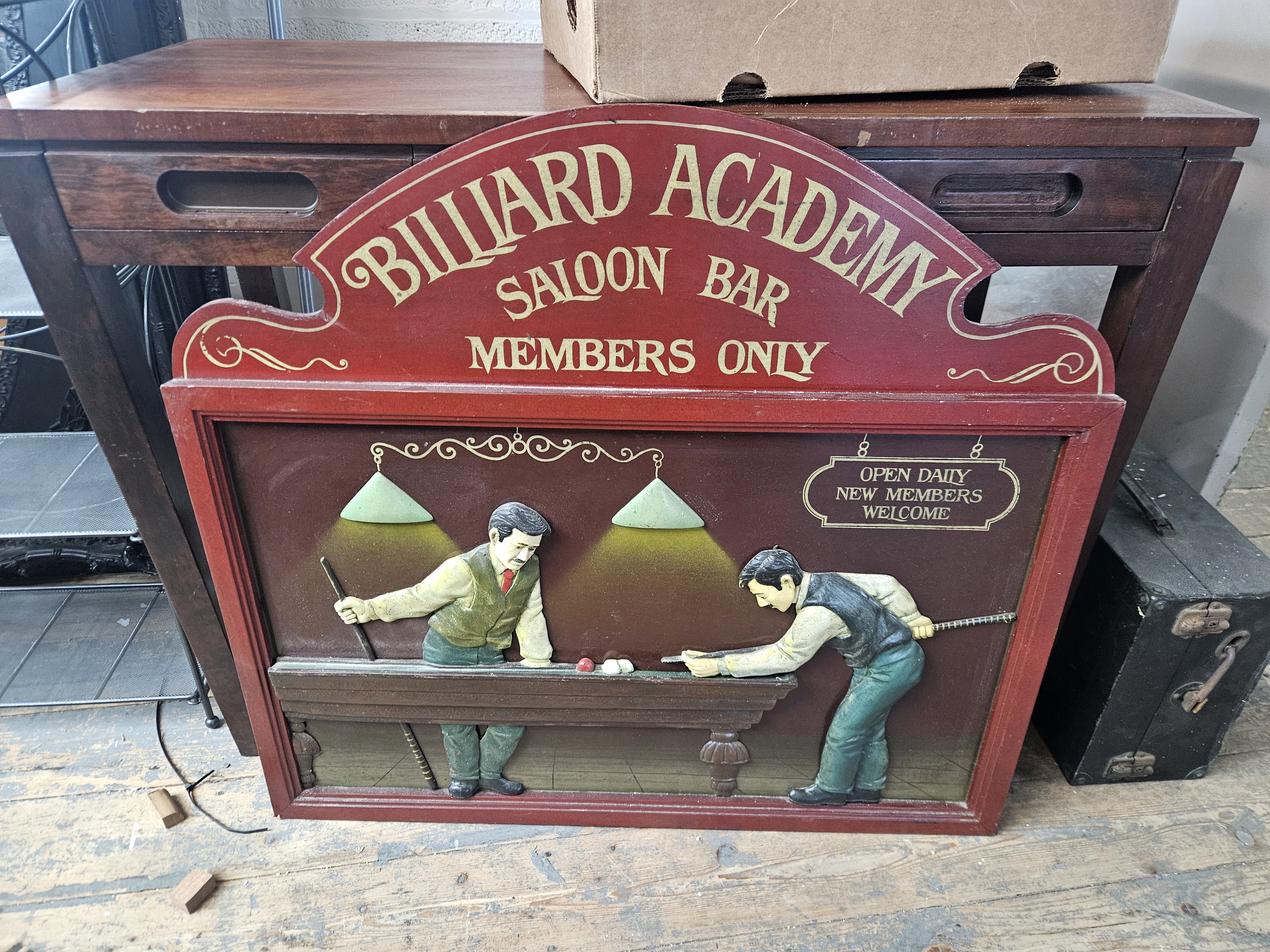 A Country Corner Billiard Academy Saloon Bar Relief Wall Sign