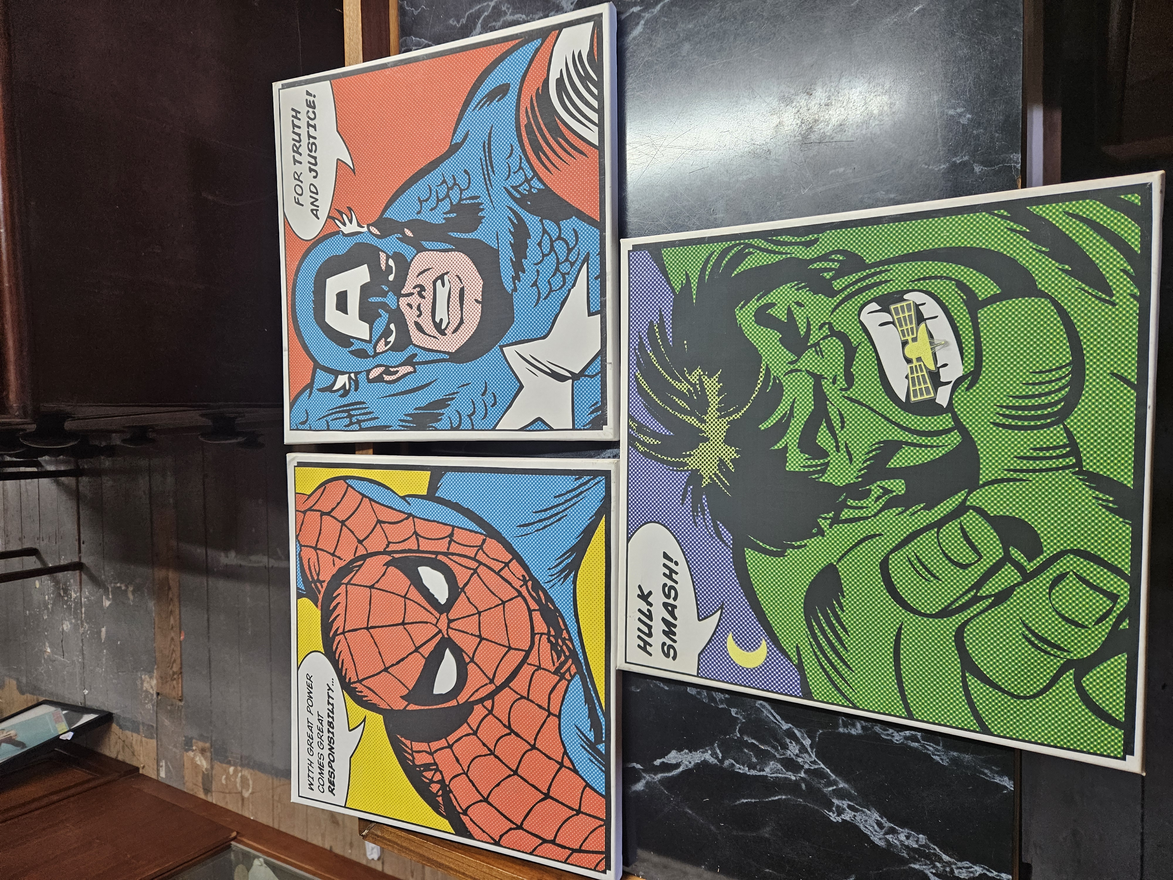 A Trio of Marvel Comics Superhero Pop Art Canvas Prints
