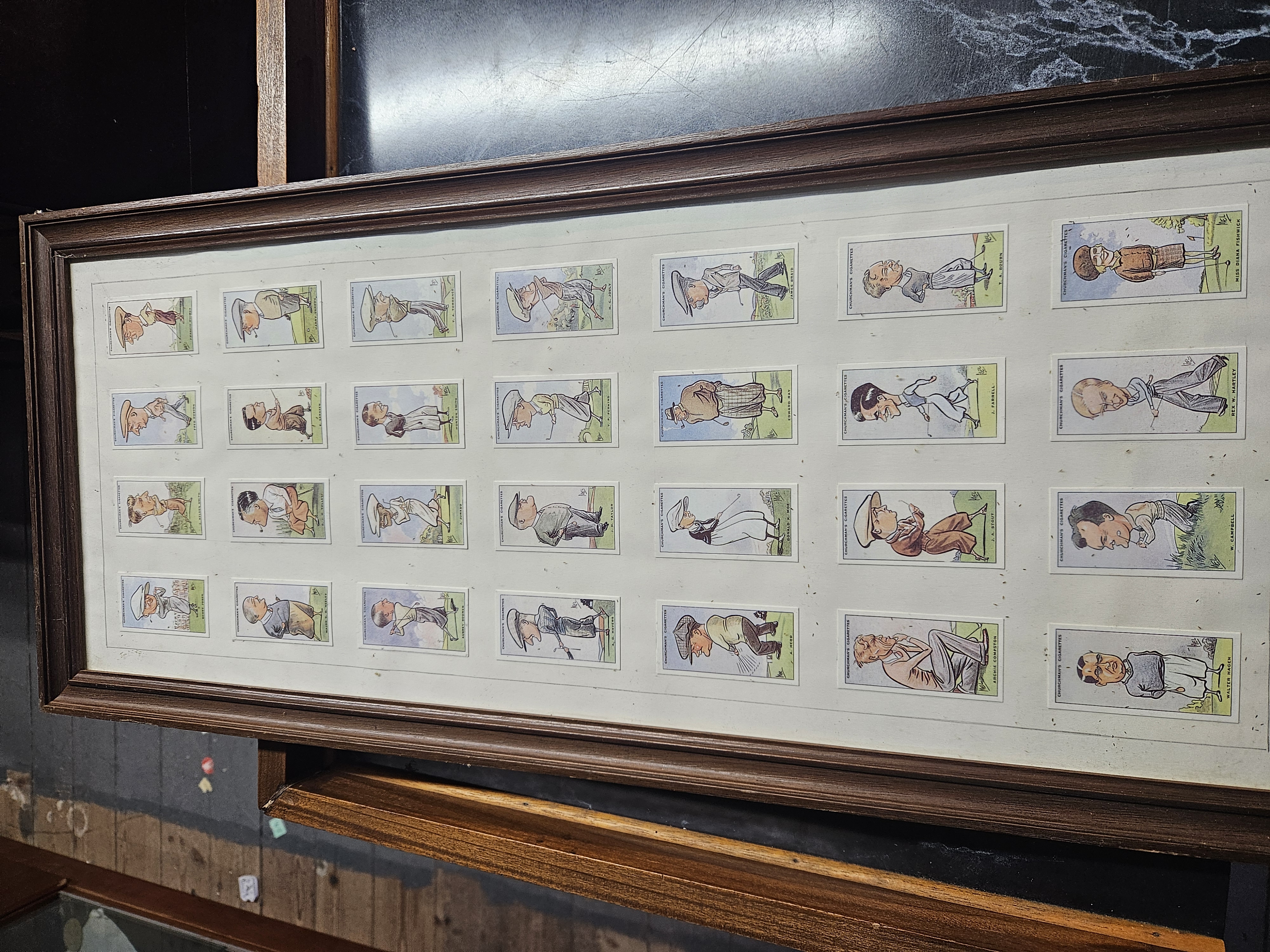 A Framed Collection of Churchman’s Cigarettes Prominent Golfers Cigarette Cards
