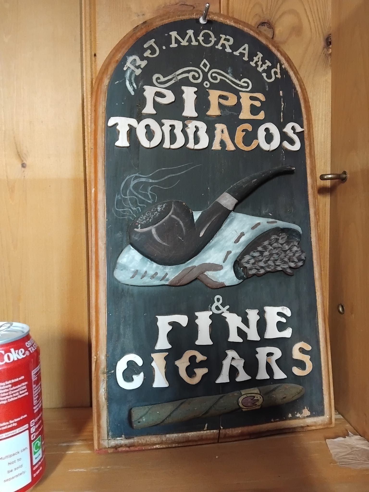 R.J. Morans Pipe Tobaccos and Fine Cigars Wooden Key Cabinet