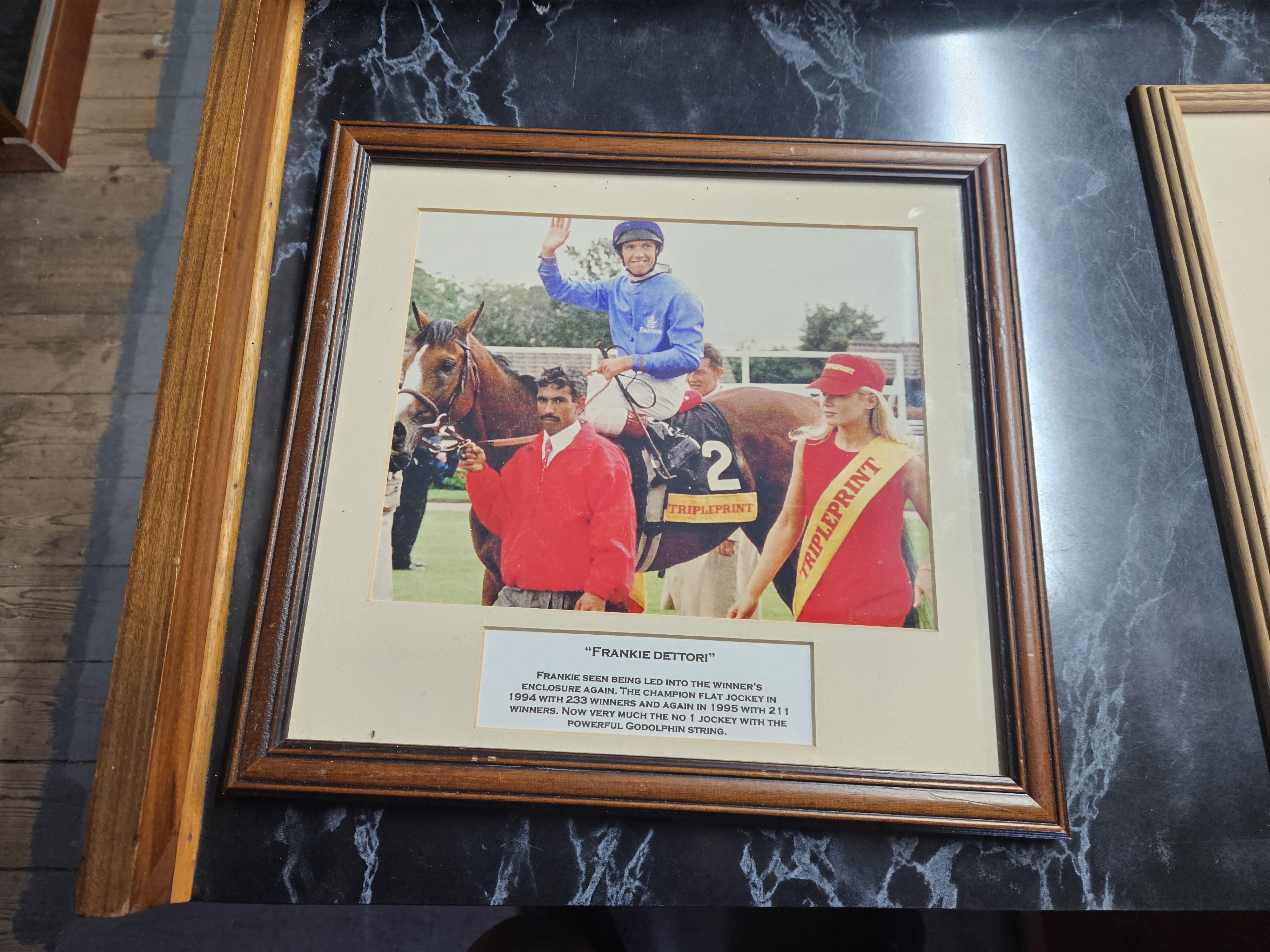 Framed Frankie Dettori Commemorative Photograph Champion Flat Jockey 1994 and 1995