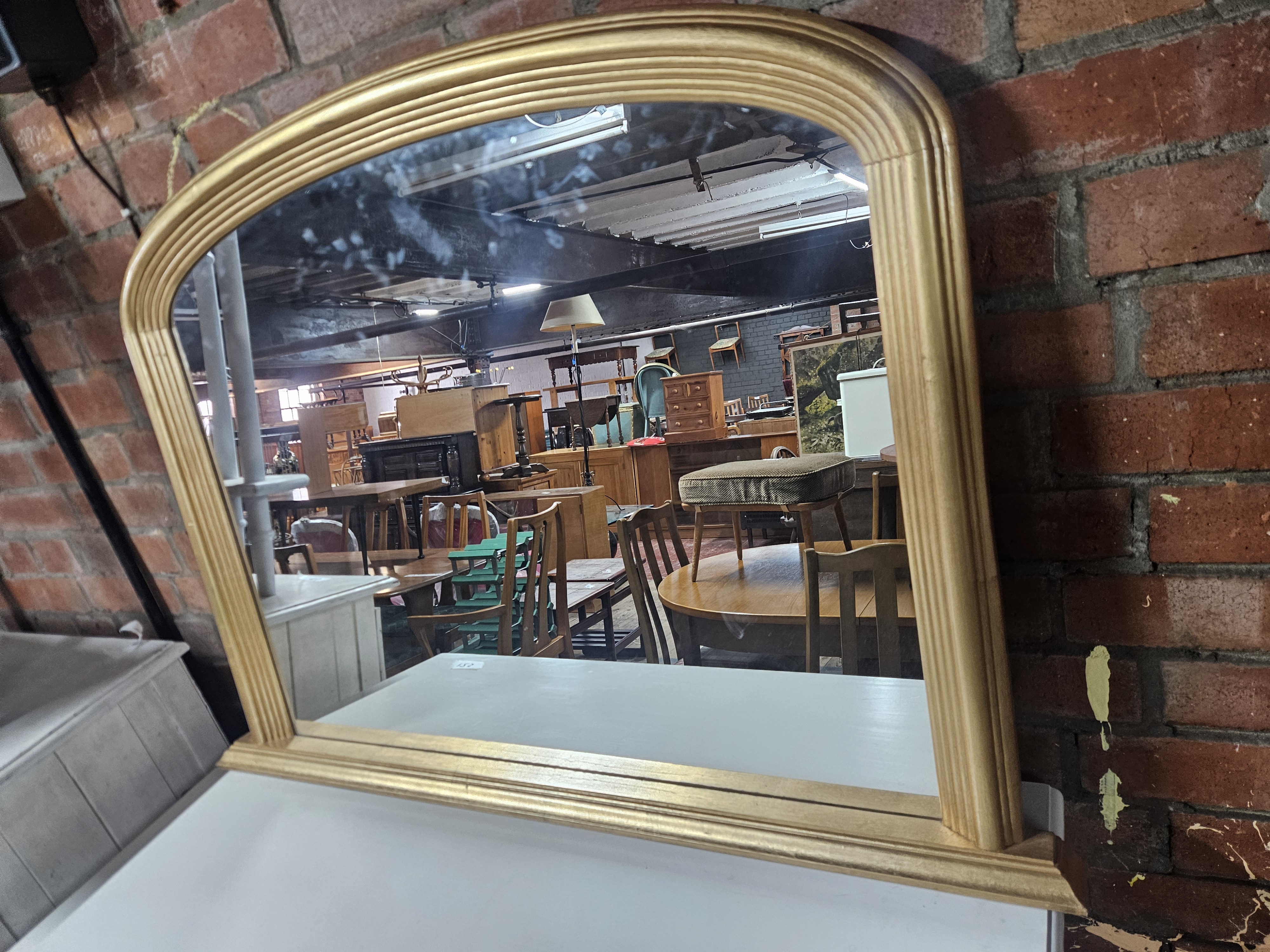 Victorian Style Arched Gilt Overmantel Mirror