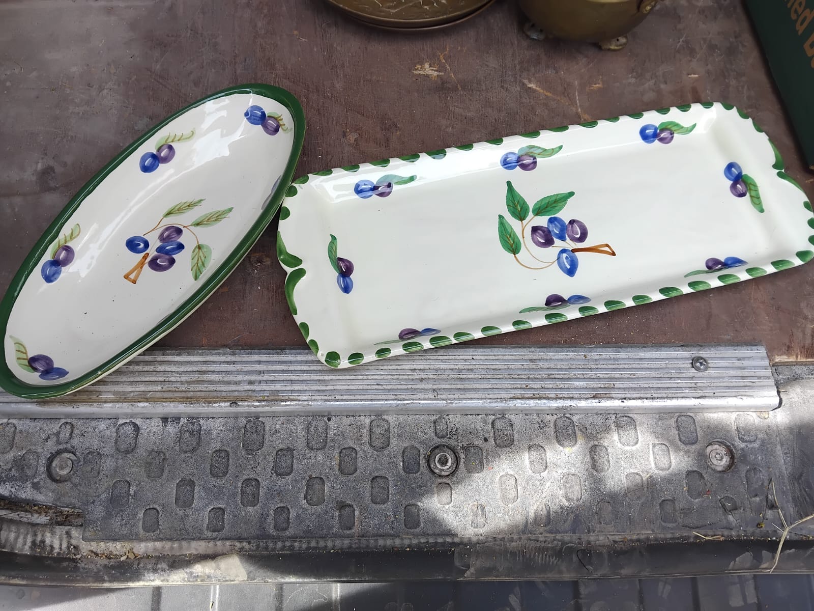 A Pair of Corona Majolican Hand-Painted Ceramic Serving Dishes