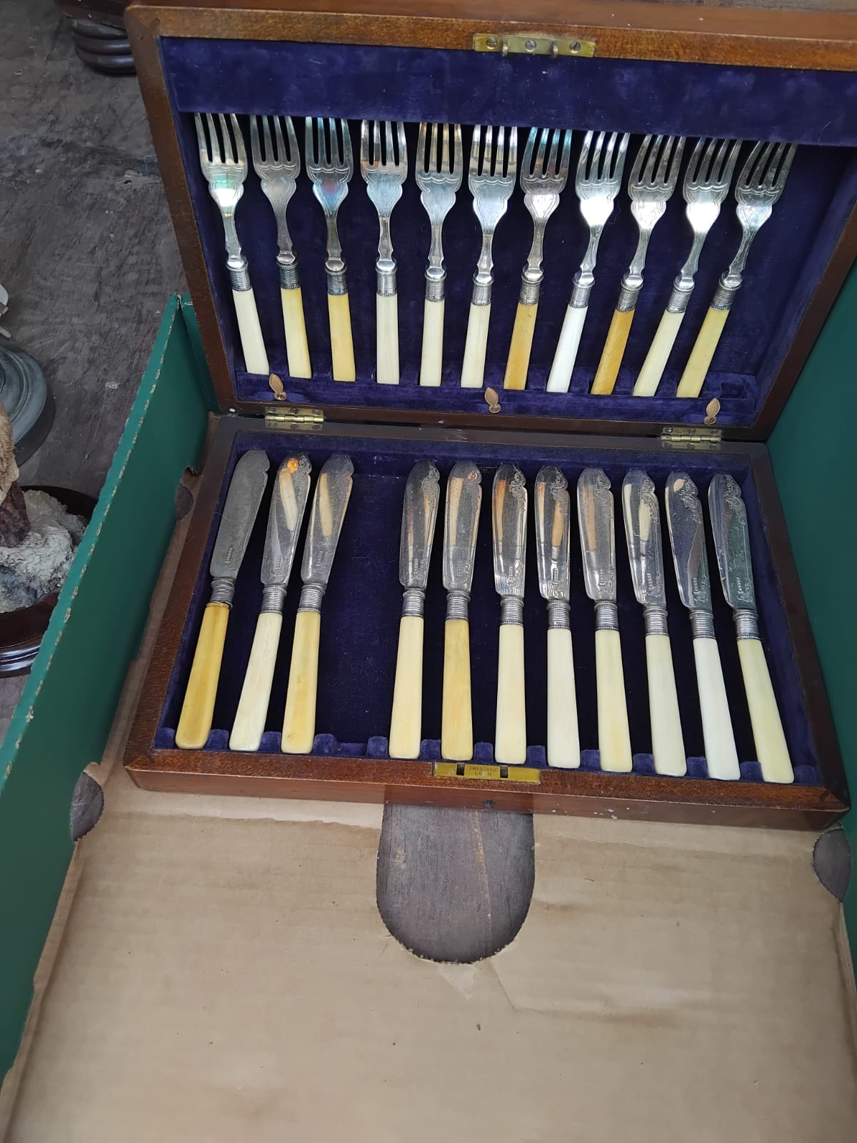 A Cased Set of Silver-Plated Fish Knives and Forks