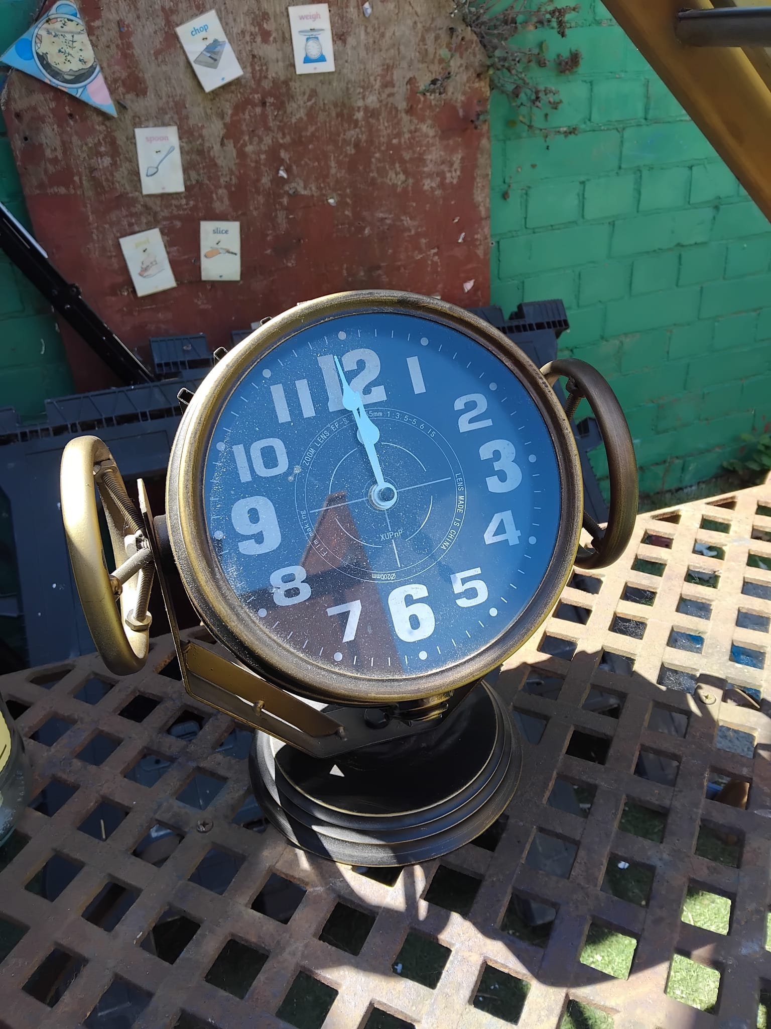 Large Industrial Searchlight Style Brass Effect Desk Clock