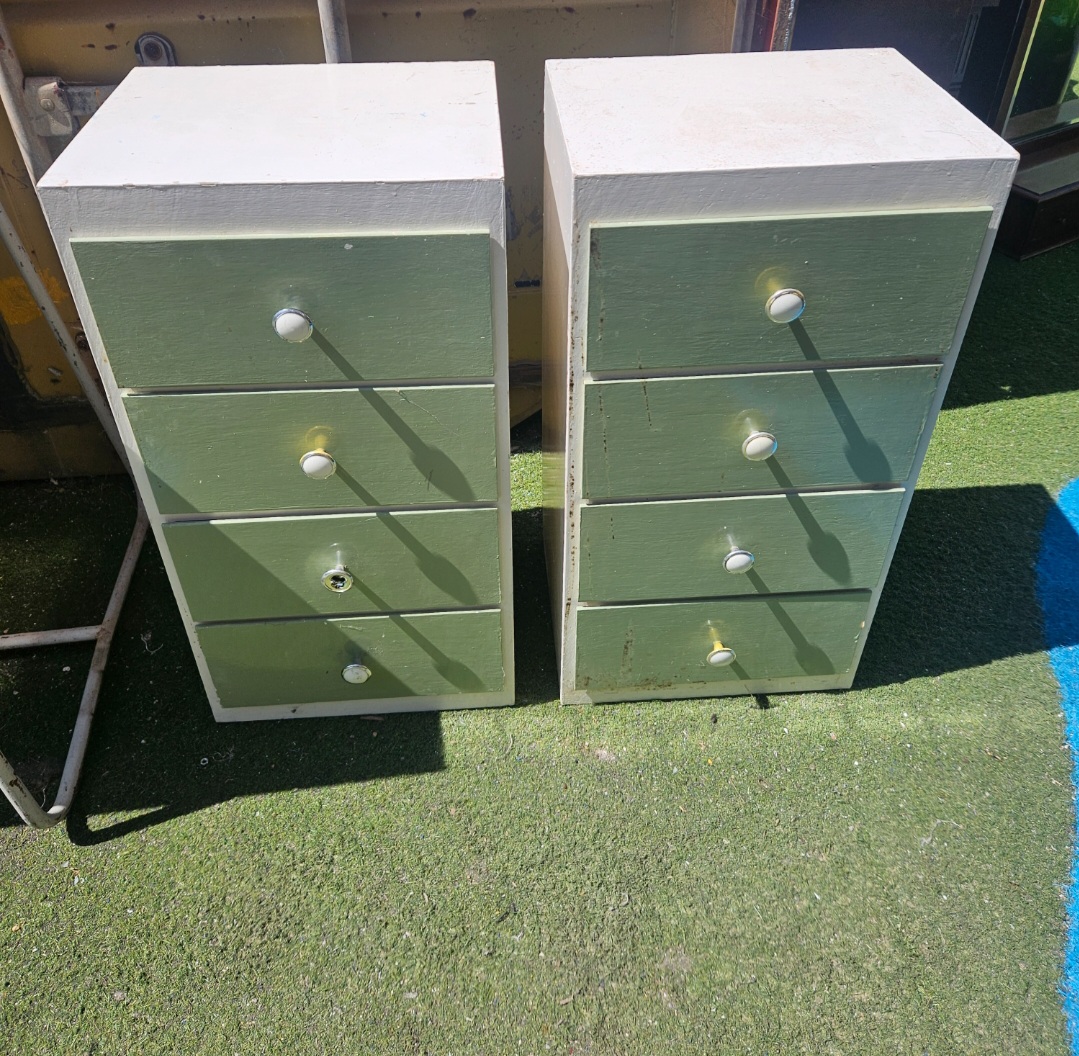 A Pair of Small Painted Four Drawer Cabinets