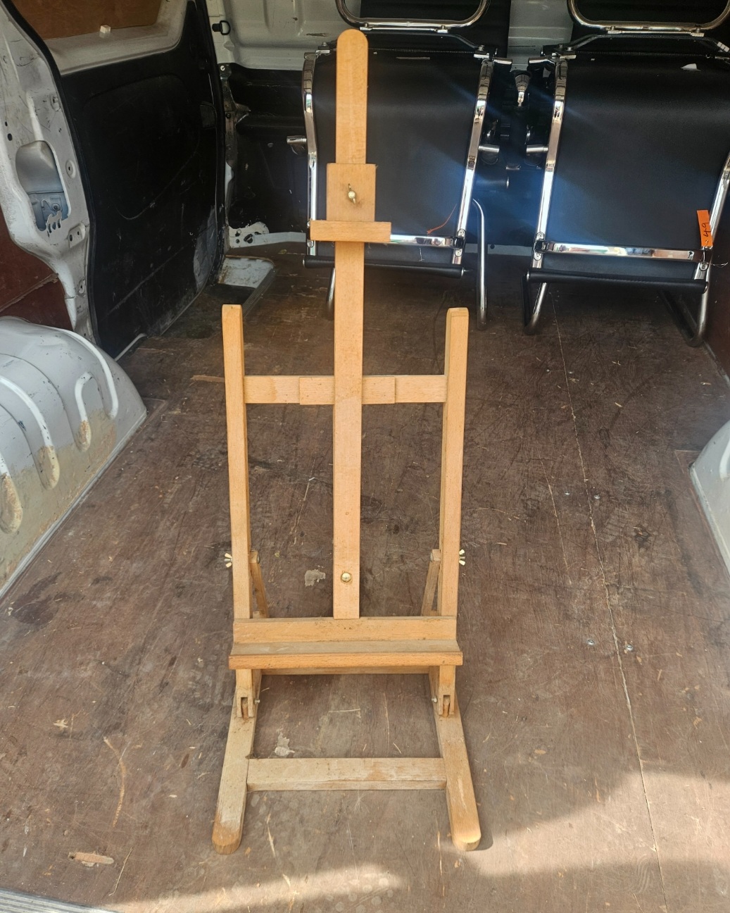 A Small Wooden H-Frame Tabletop Studio Easel