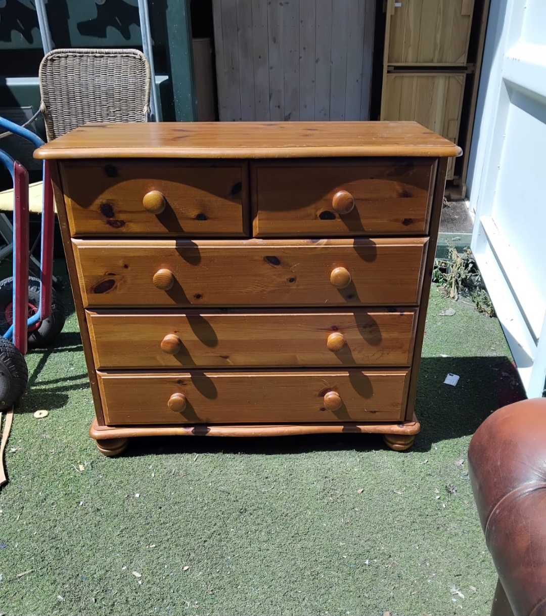 A Modern Pine Chest of Two Short over Three Long Drawers