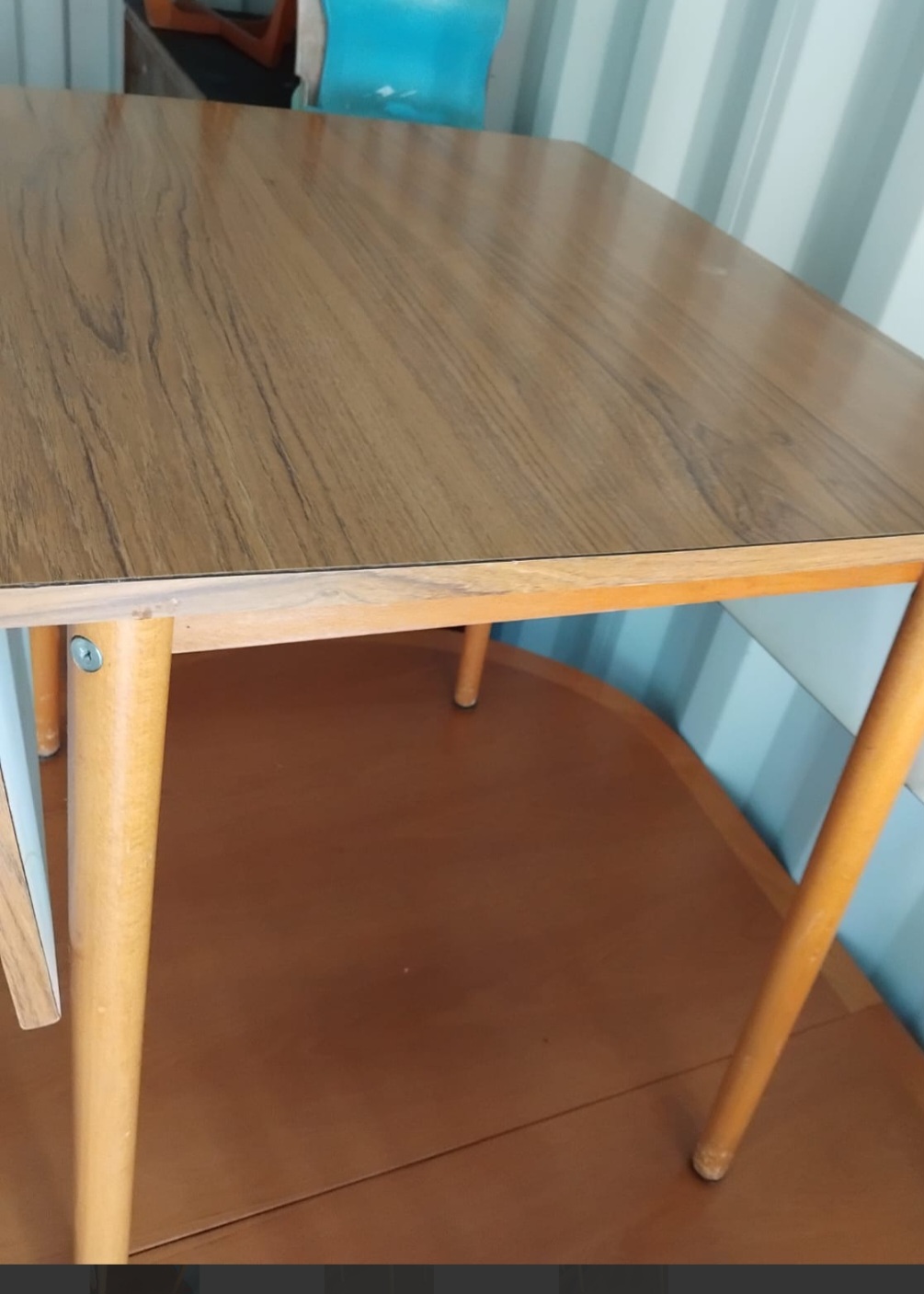Mid-Century Modern Drop-Leaf Kitchen Table with Teak-Effect Laminate Top