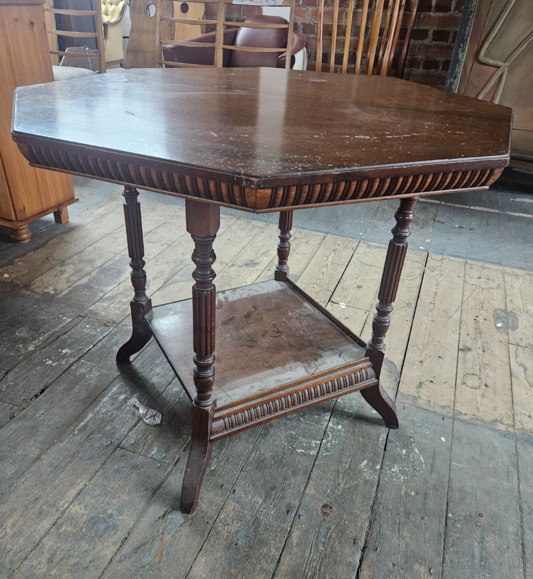 A Late Victorian Octagonal Hardwood Two Tier Occasional Table
