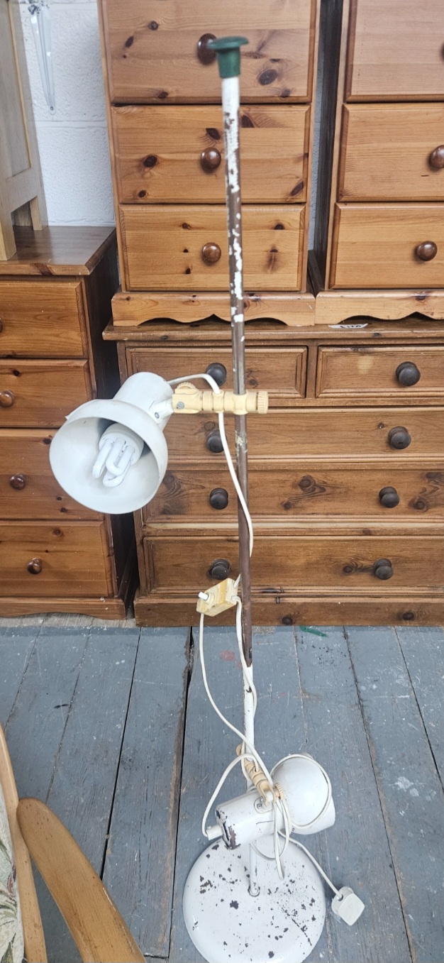 A 1970s Industrial Twin Spot Adjustable Floor Lamp