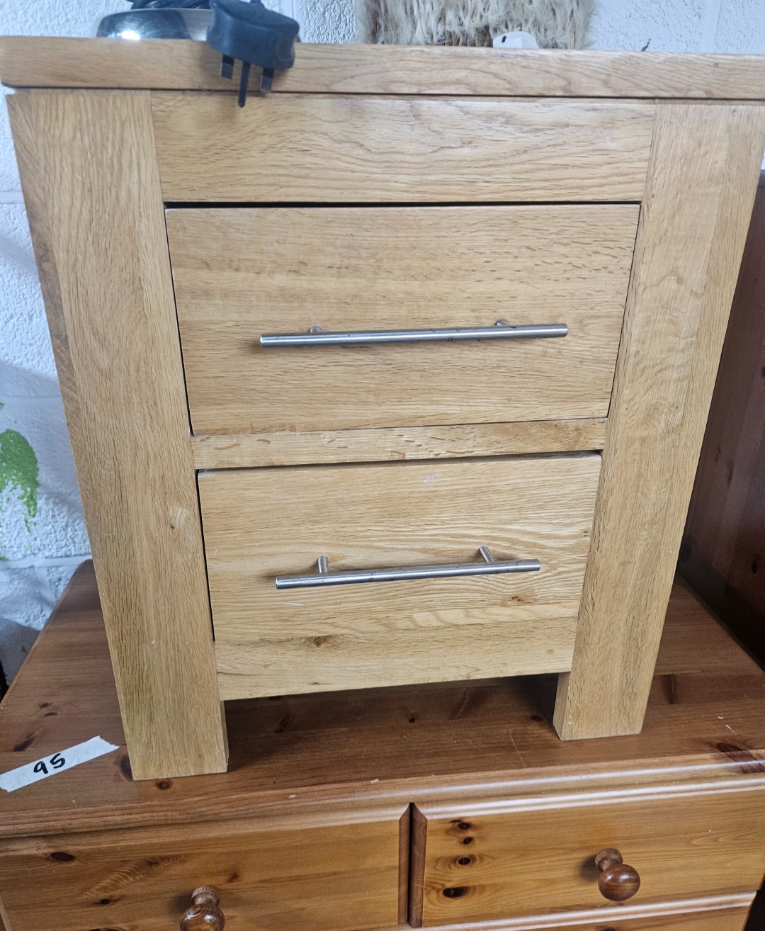 Contemporary Light Oak Two-Drawer Bedside Chest
