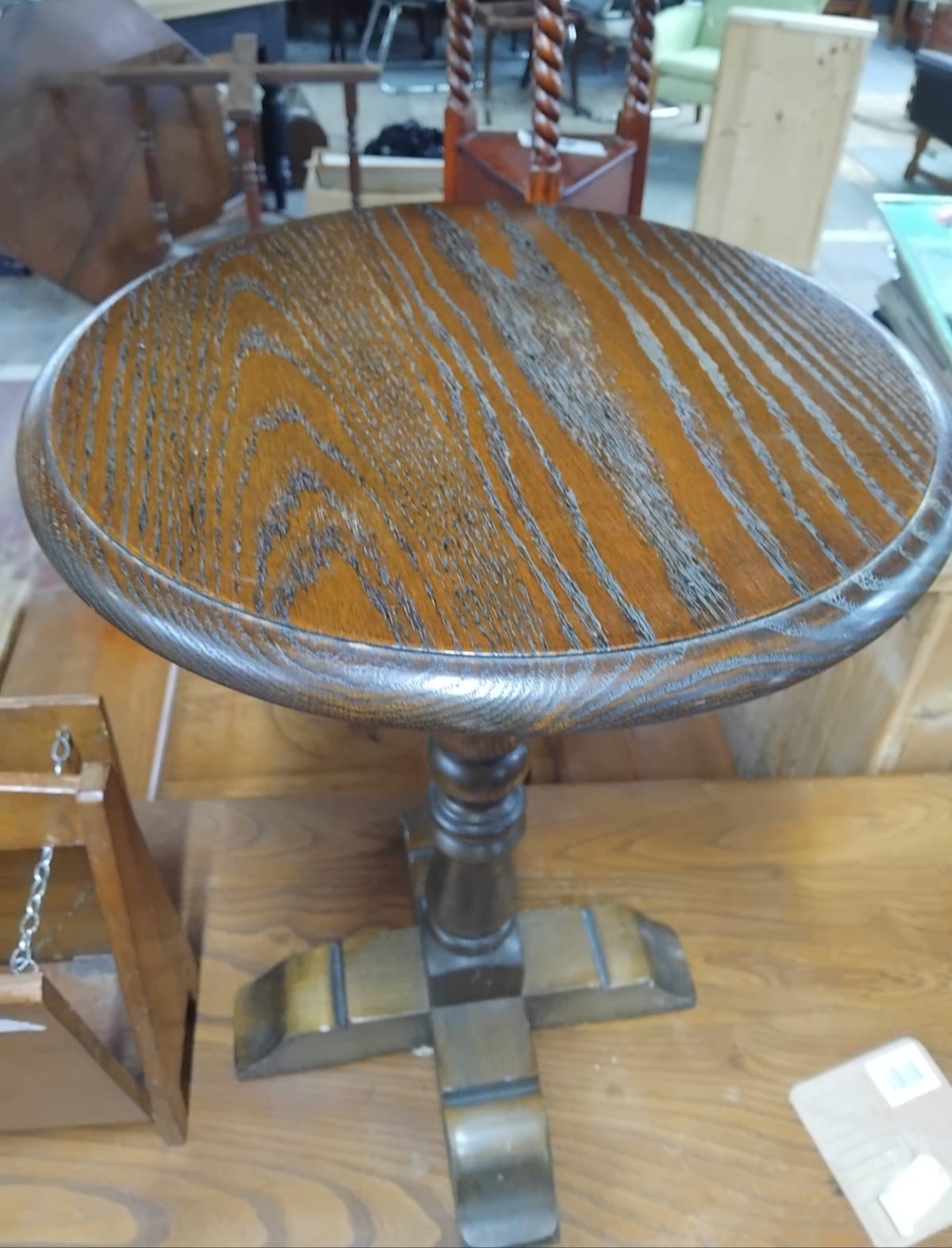 Old charm Oak Pedestal Side Table
