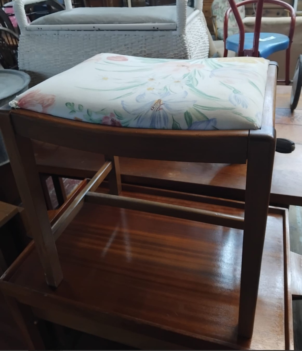 Mid-Century Modern Teak or Afromosia Dressing Table Stool