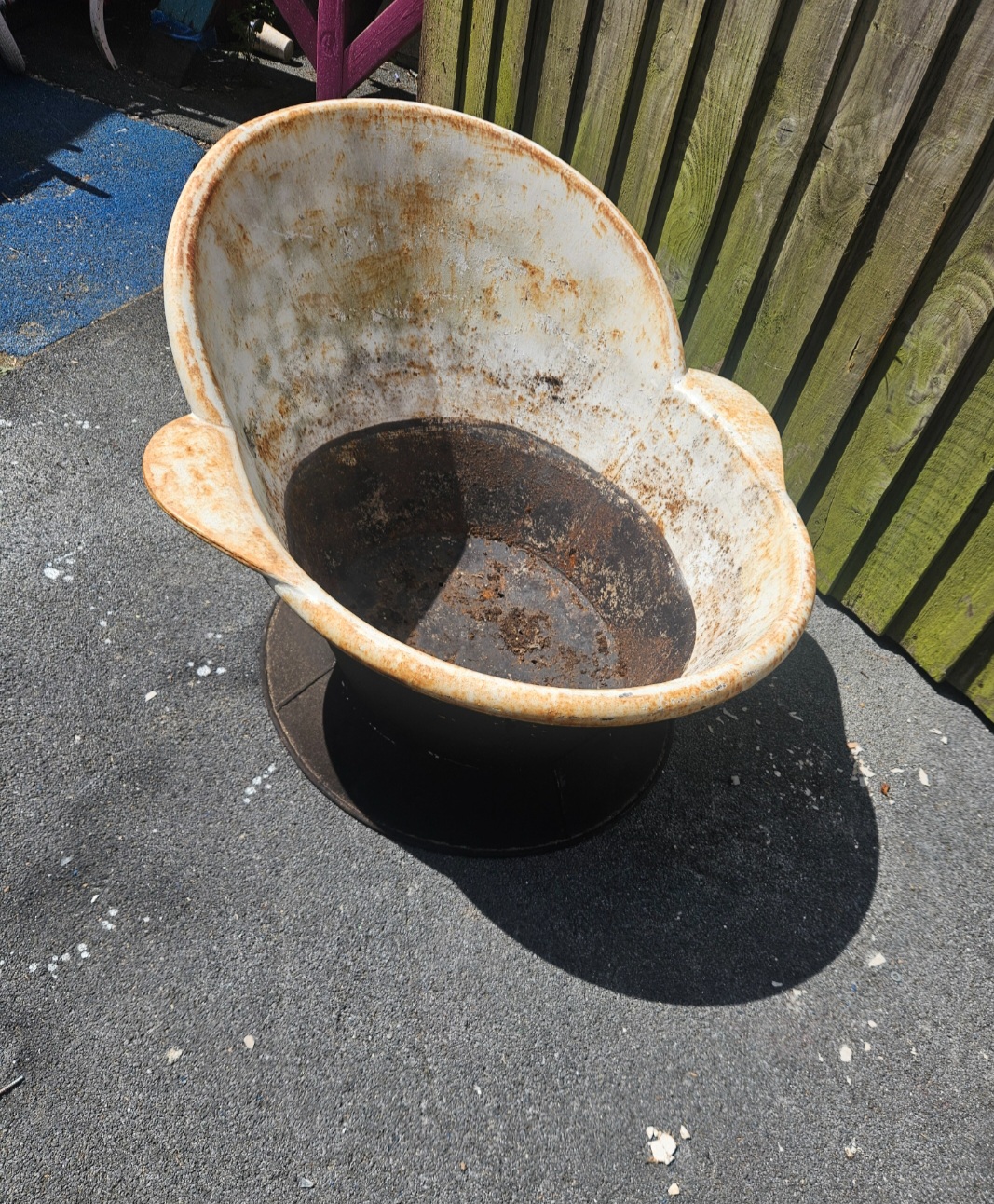 A Victorian Enamelled metal Hip Bath