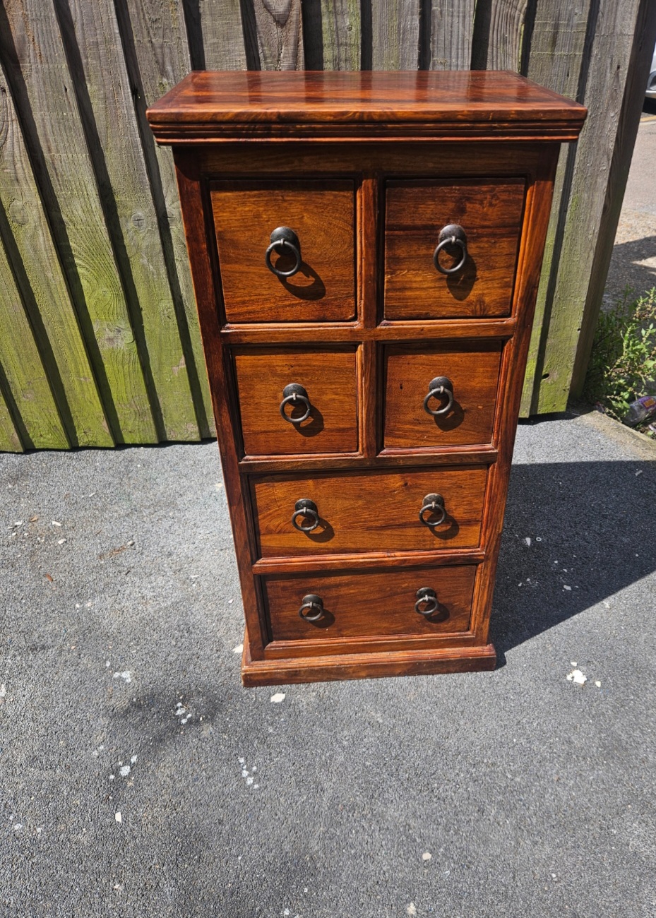 Contemporary Sheesham Wood Six Drawer Chest