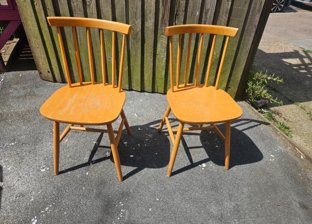 A Pair of spindle-Back Dining Chairs