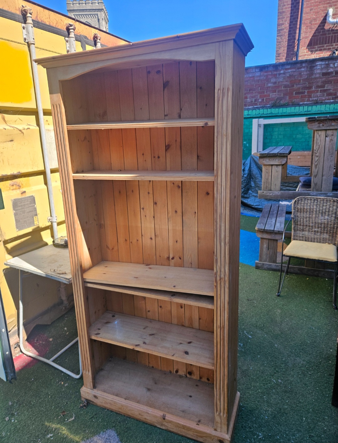 Late 20th Century Solid Pine Tall Open Front Bookcase